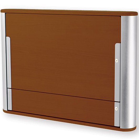 Your electronics stay secure with eNook’s keyed locking doors. Simply flip the worksurface and cable channel doors shut, lock and go