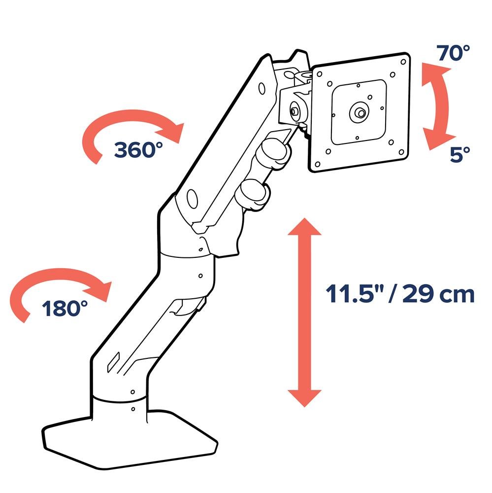 Ergotron 45-475-026 HX Desk Mount Single Monitor Arm (polished aluminum)