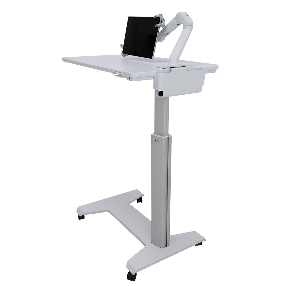 Ergotron 24-600-A68 SV Patient eTable (Overbed Table w/ Tablet Arm) - White