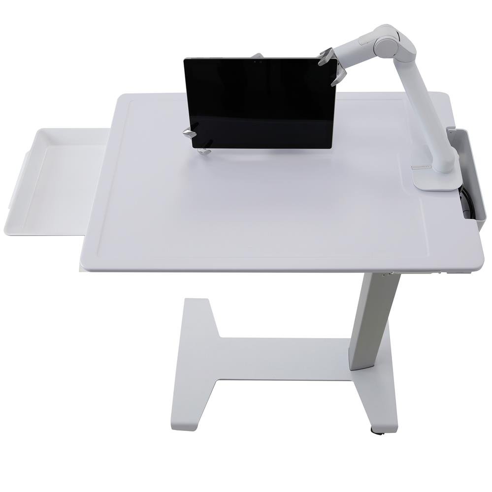 Ergotron 24-600-A68 SV Patient eTable (Overbed Table w/ Tablet Arm) - White