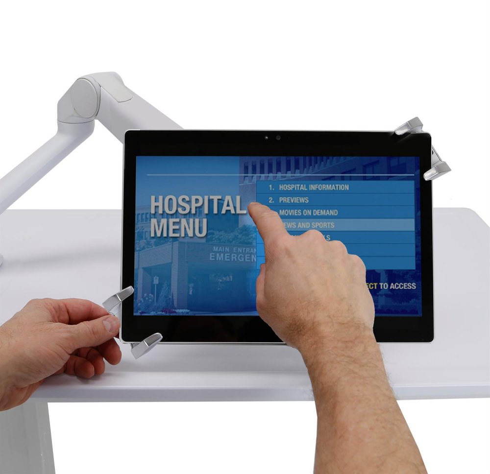 Ergotron 24-600-A68 SV Patient eTable (Overbed Table w/ Tablet Arm) - White