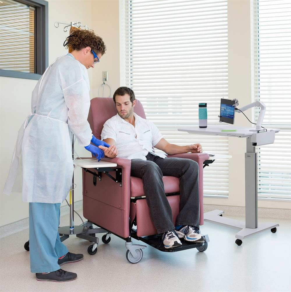 Ergotron 24-600-F58 SV Patient Overbed eTable w/ Tablet Arm (Cherry)