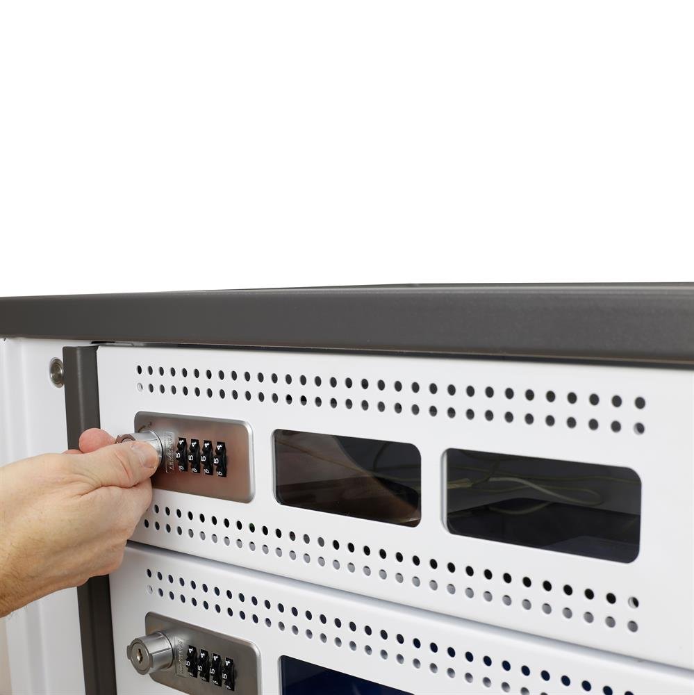 Programmable lock uses 4-number combinations as defined by users