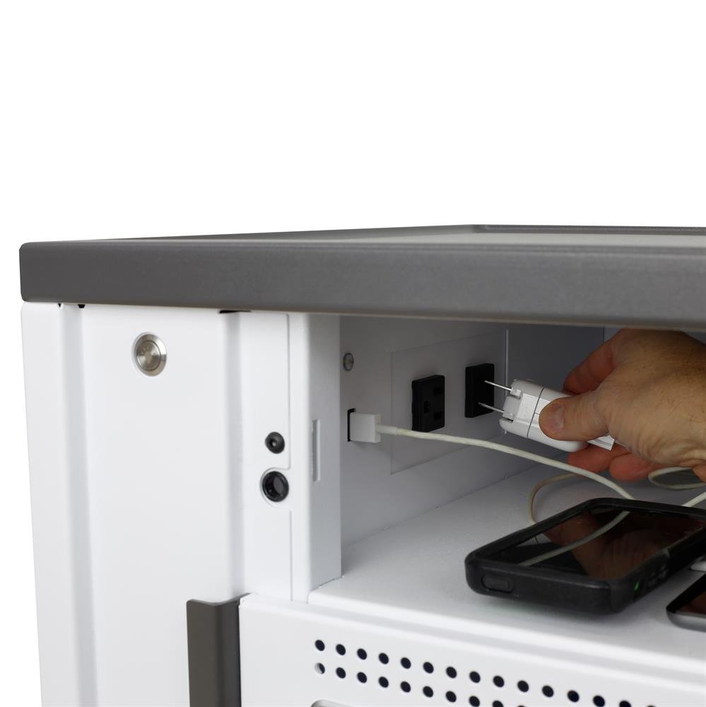 Each charging bay offers 2 AC outlets and 1 USB connector