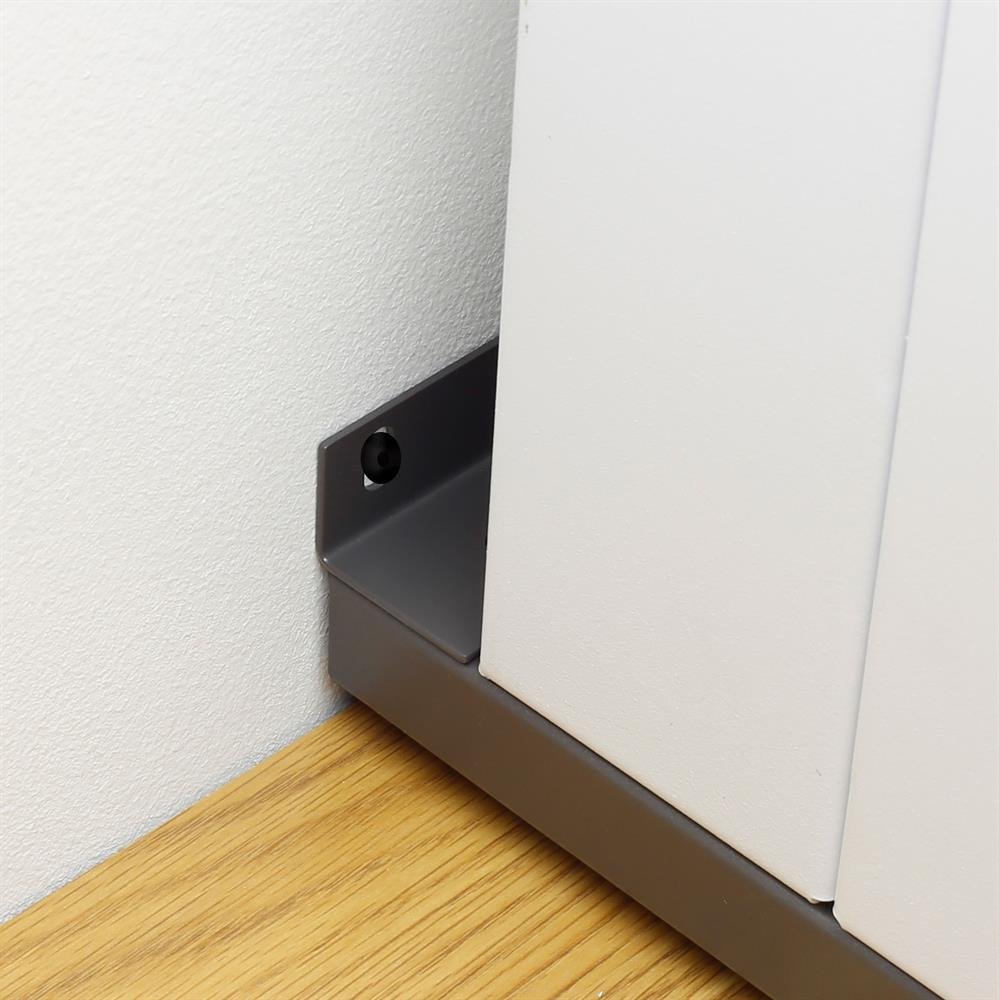 A bracket attaches Charging Locker to wall or desktop for added security