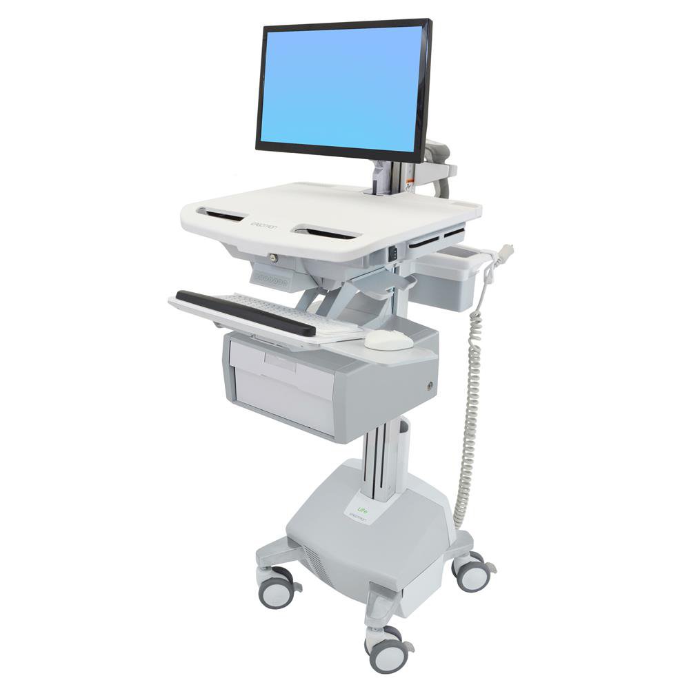 Ergotron SV44-22B2-1 SV Electric Lift Cart with LCD Arm, LiFe Powered, 1 Tall Drawer