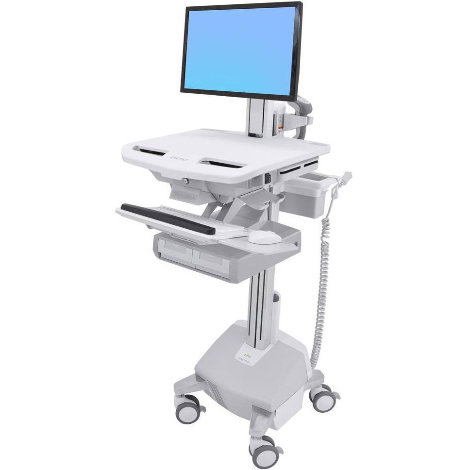 Ergotron SV44-23A2-1 SV Electric Lift Cart with LCD Pivot, LiFe Powered, 2 Drawers