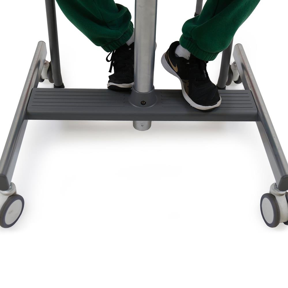 Get comfy with an open base that fits most chairs and offers up extra leg room when sitting and a foot rest when standing.