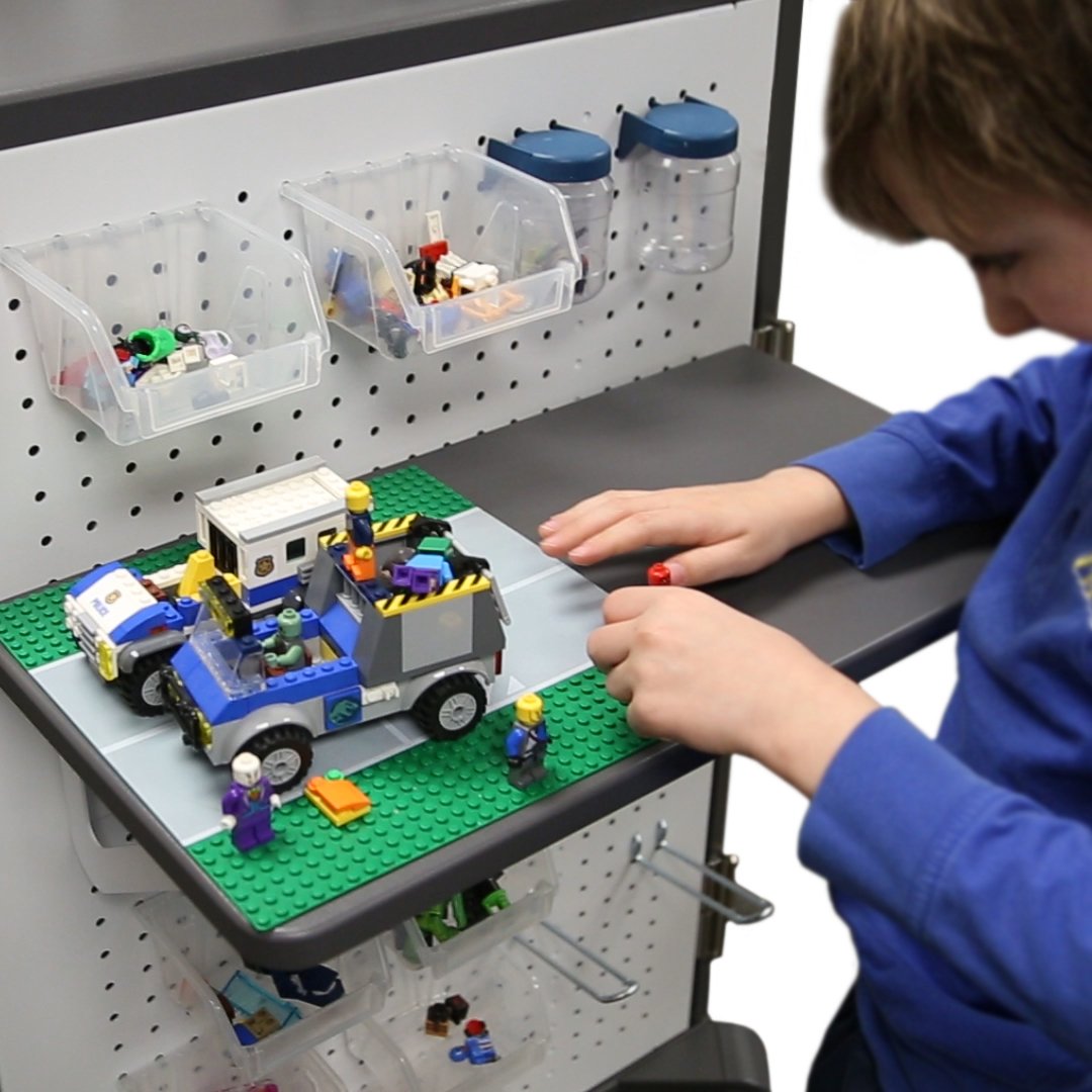 Add a pegboard shelf to YES24/YES36 Charging Cart to create additional space for students