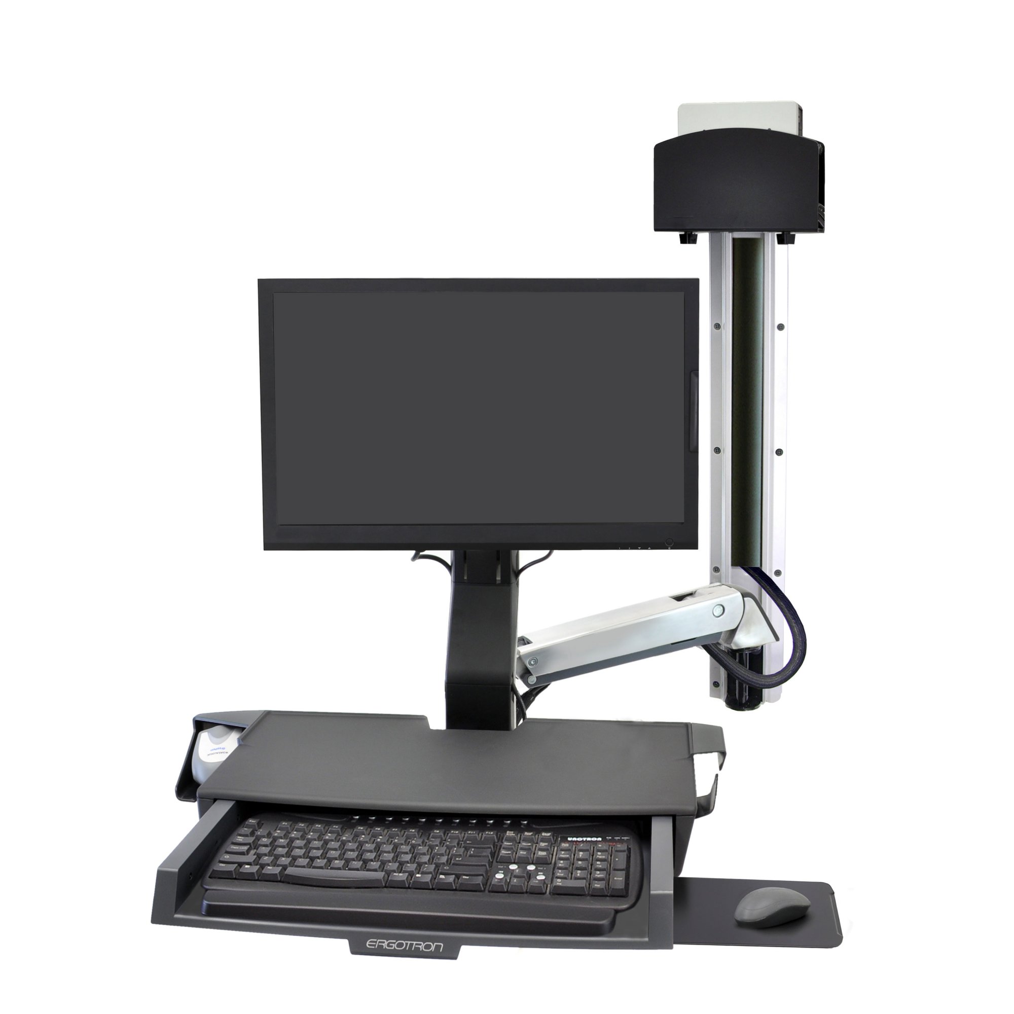 Ergotron 45-594-026 SV Combo System with Worksurface, Small CPU Holder (aluminum)