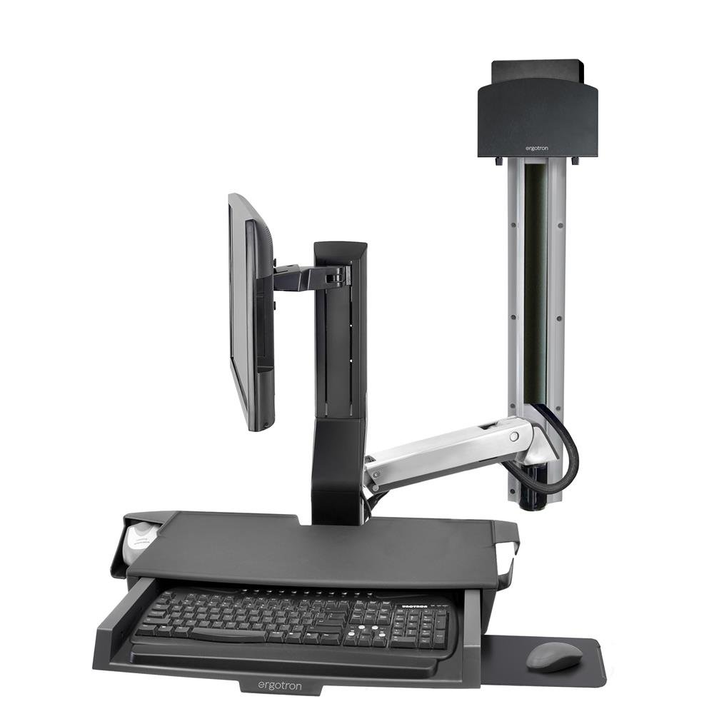 Ergotron 45-594-026 SV Combo System with Worksurface, Small CPU Holder (aluminum)