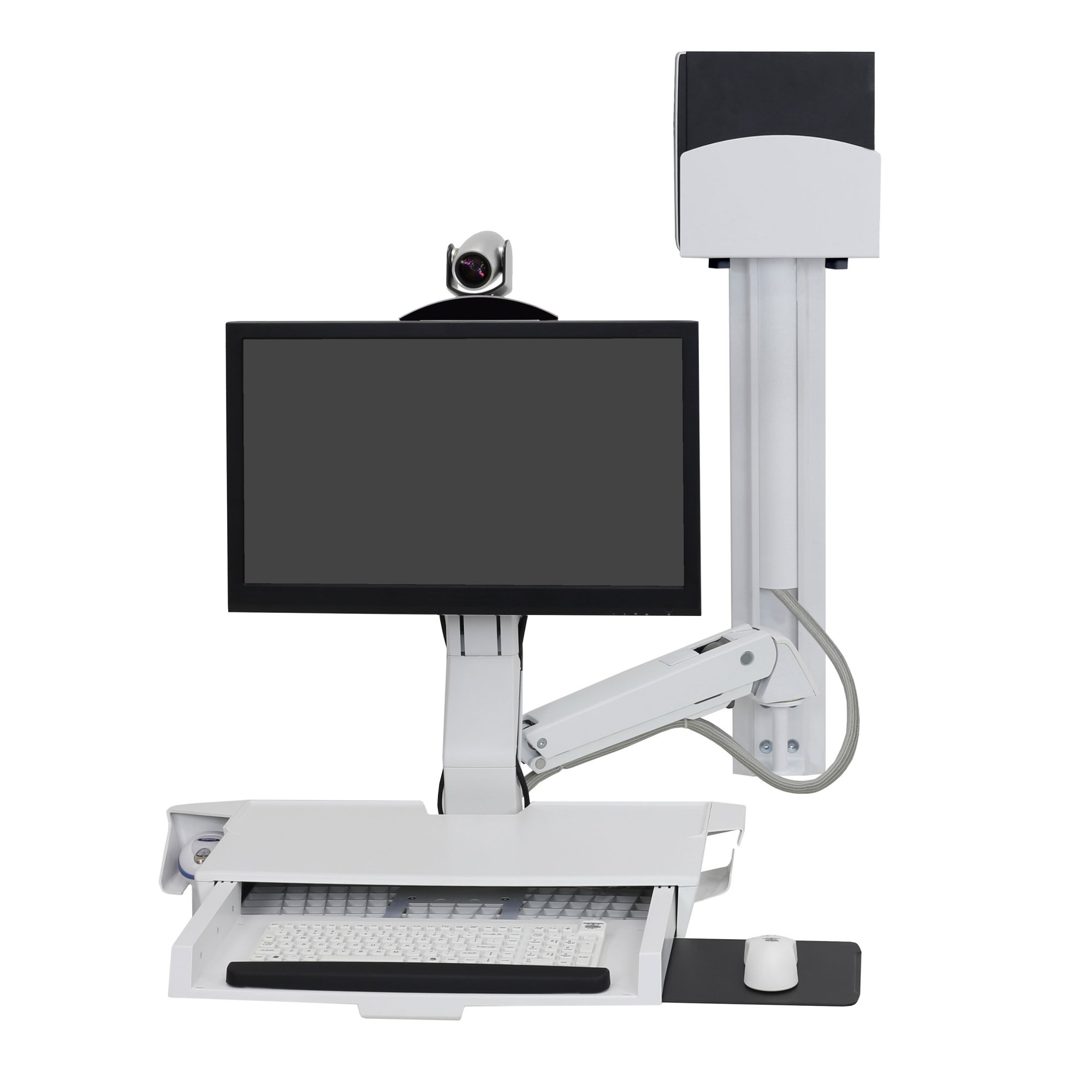 Ergotron 45-594-216 SV Combo System with Worksurface, Small CPU Holder (white)