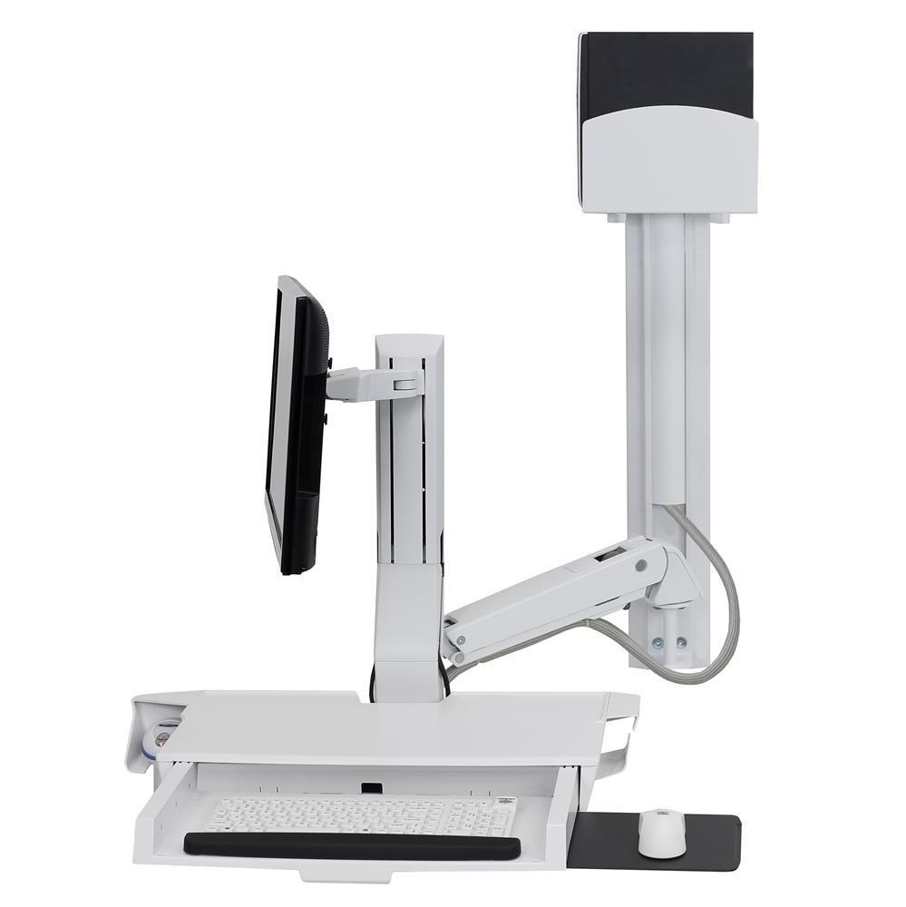 Ergotron 45-594-216 SV Combo System with Worksurface, Small CPU Holder (white)