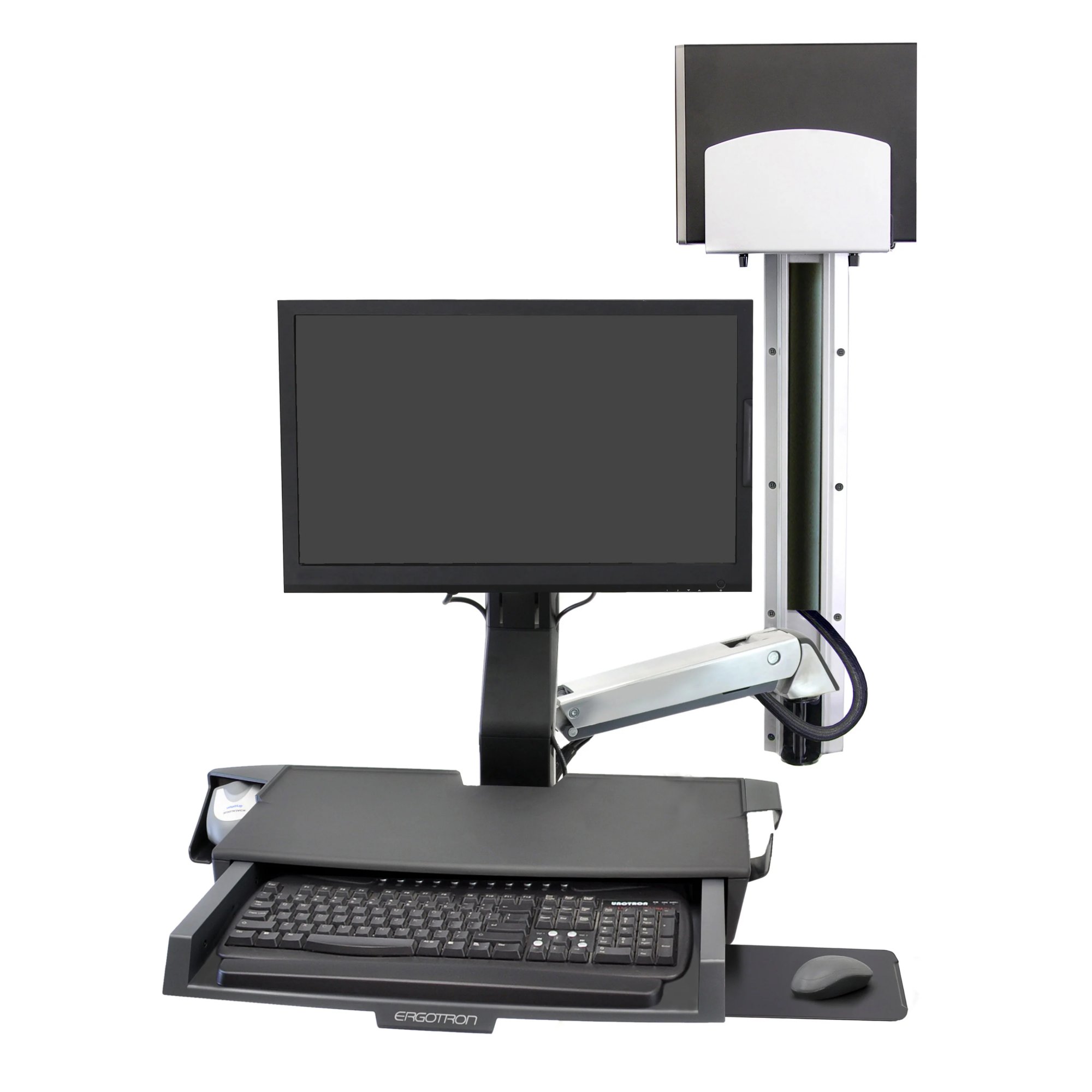 Ergotron 45-595-026 SV Sit-Stand Combo System with Medium CPU Holder (aluminum)