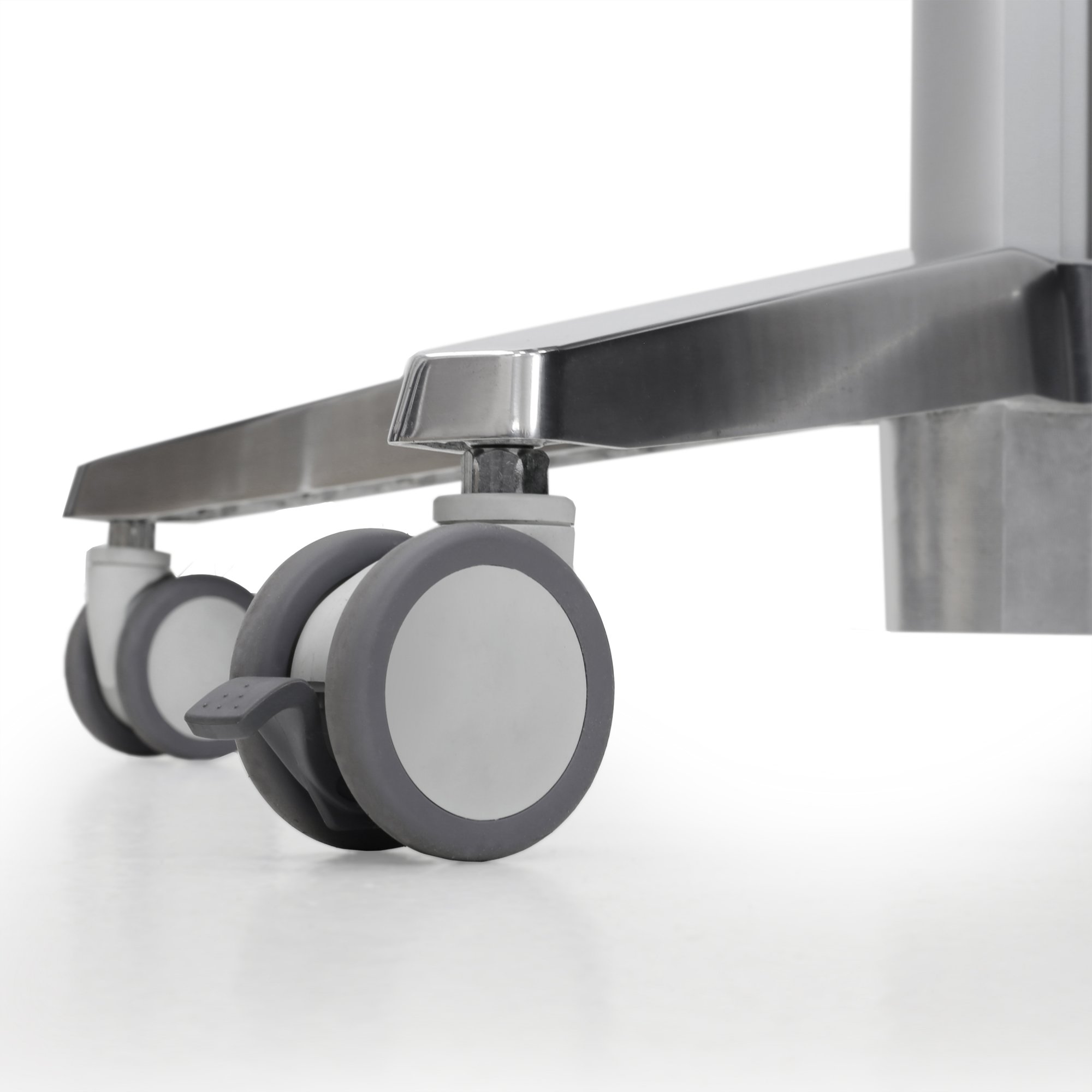 Lockable front casters can hold cart in place