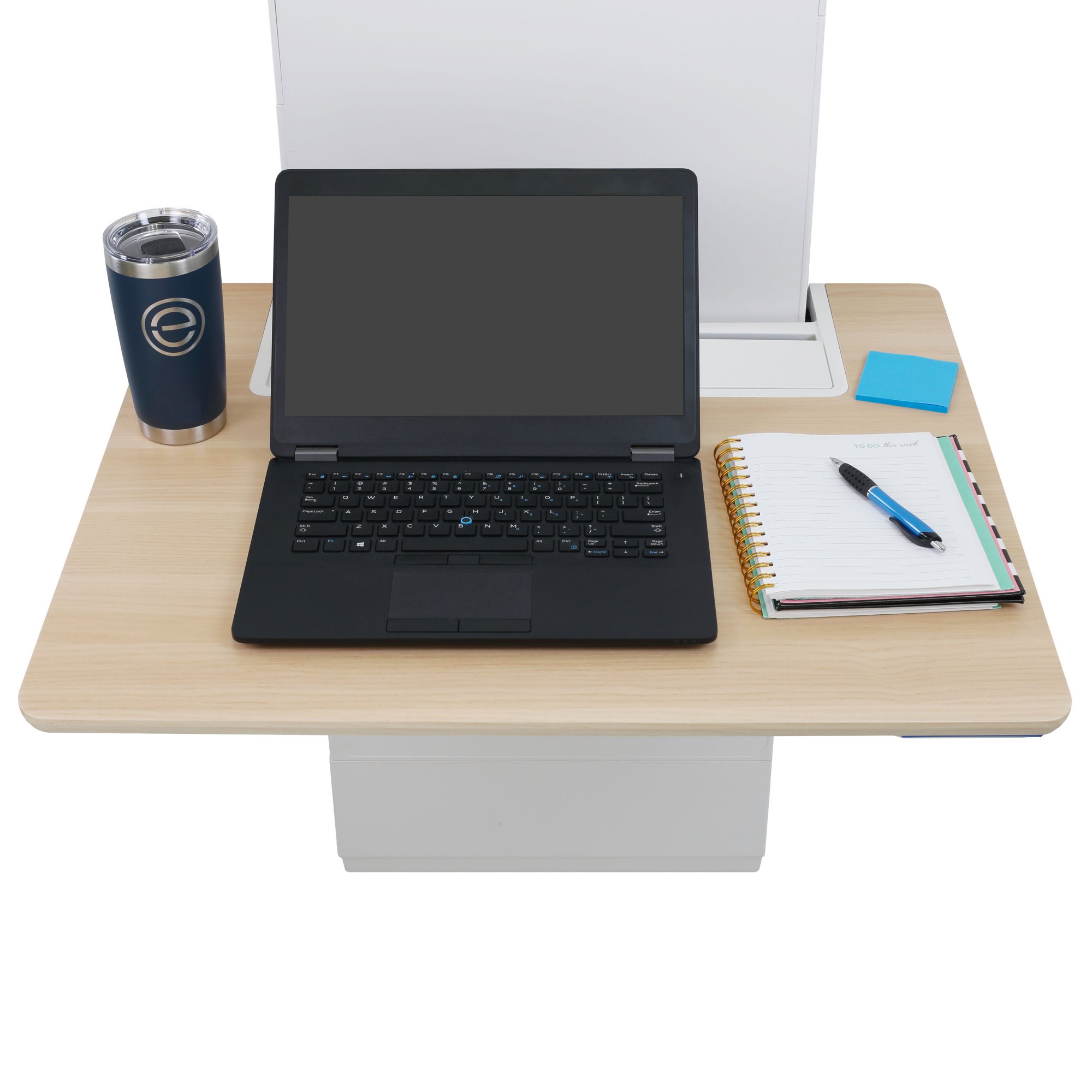 The worksurface easily adjusts 26" to comfortably work or collaborate while you sit or stand