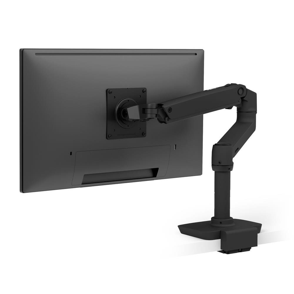 LX Desk Monitor Arm (matte black) with Low-Profile Clamp (25–35 mm surface)