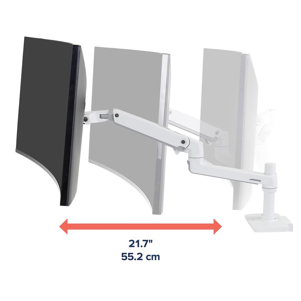 Ergotron 45-626-216 LX Desk Mount Monitor Arm with Low-Profile Clamp (white)