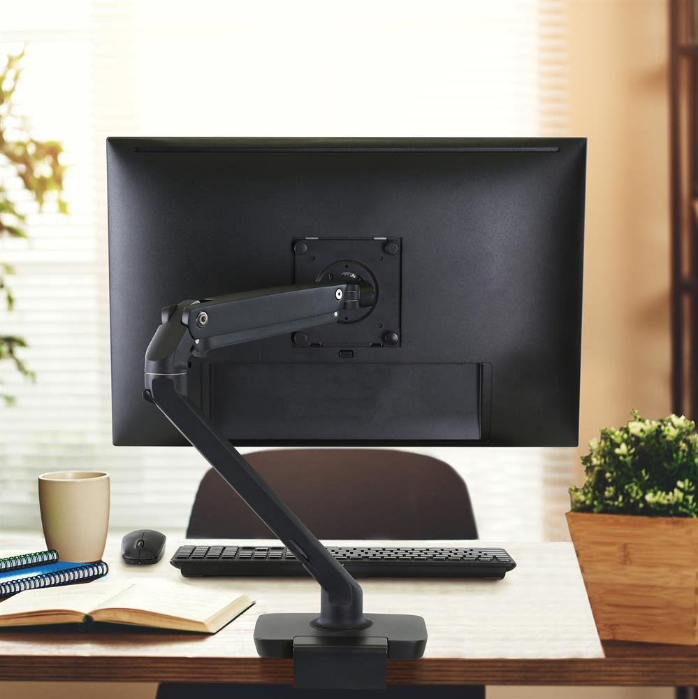 MXV Desk Monitor Arm (matte black) with Low-Profile Clamp (25–35 mm surface)