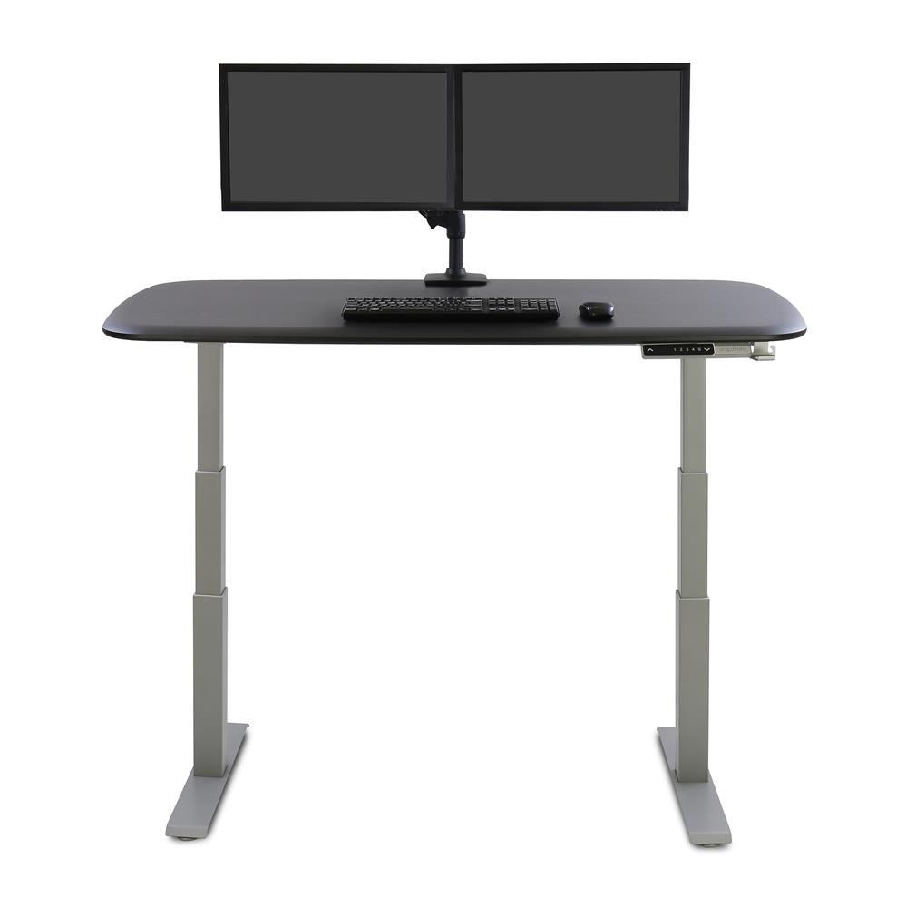 LX Desk Dual Direct Arm (matte black) with Low-Profile Clamp (25–35 mm surface)