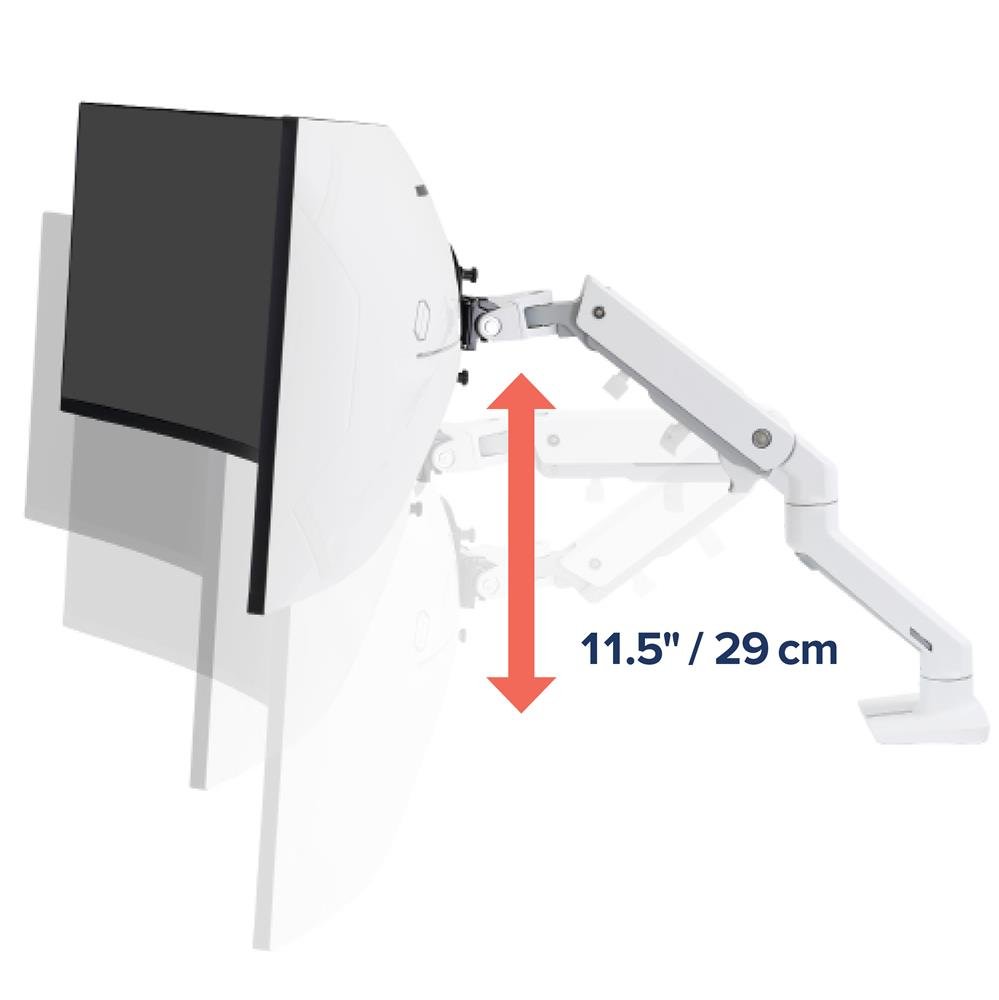 Ergotron 45-647-216 HX Desk Monitor Arm with HD Pivot for 1000R Displays (White)