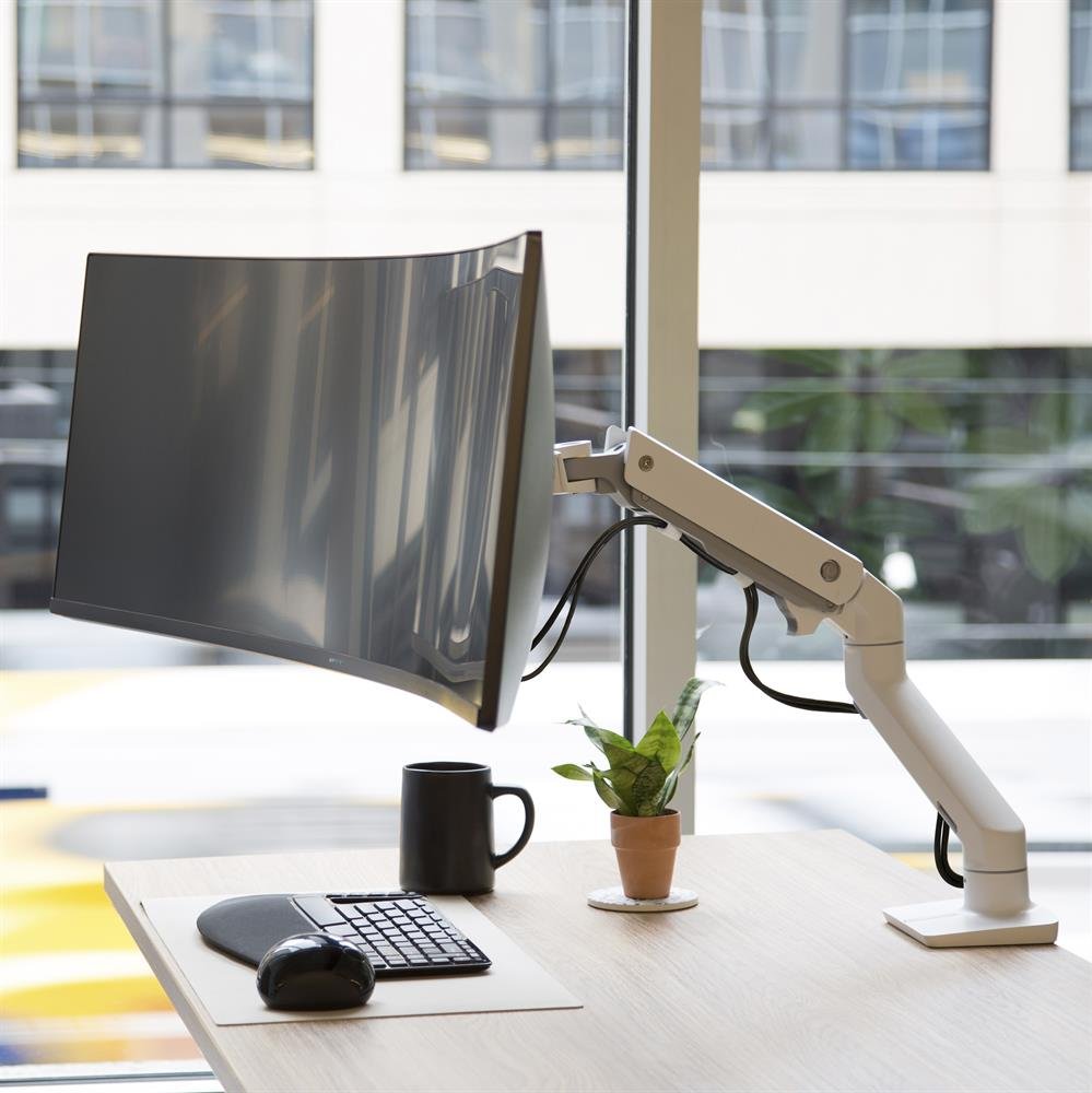 Ergotron 45-647-216 HX Desk Monitor Arm with HD Pivot for 1000R Displays (White)