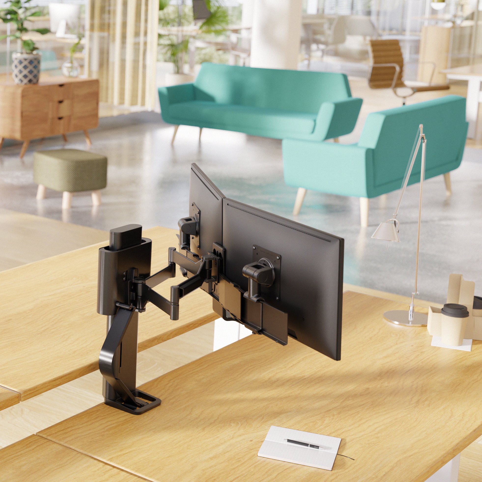 Ergotron 45-631-224 TRACE Dual Monitor Desk Mount (matte black)