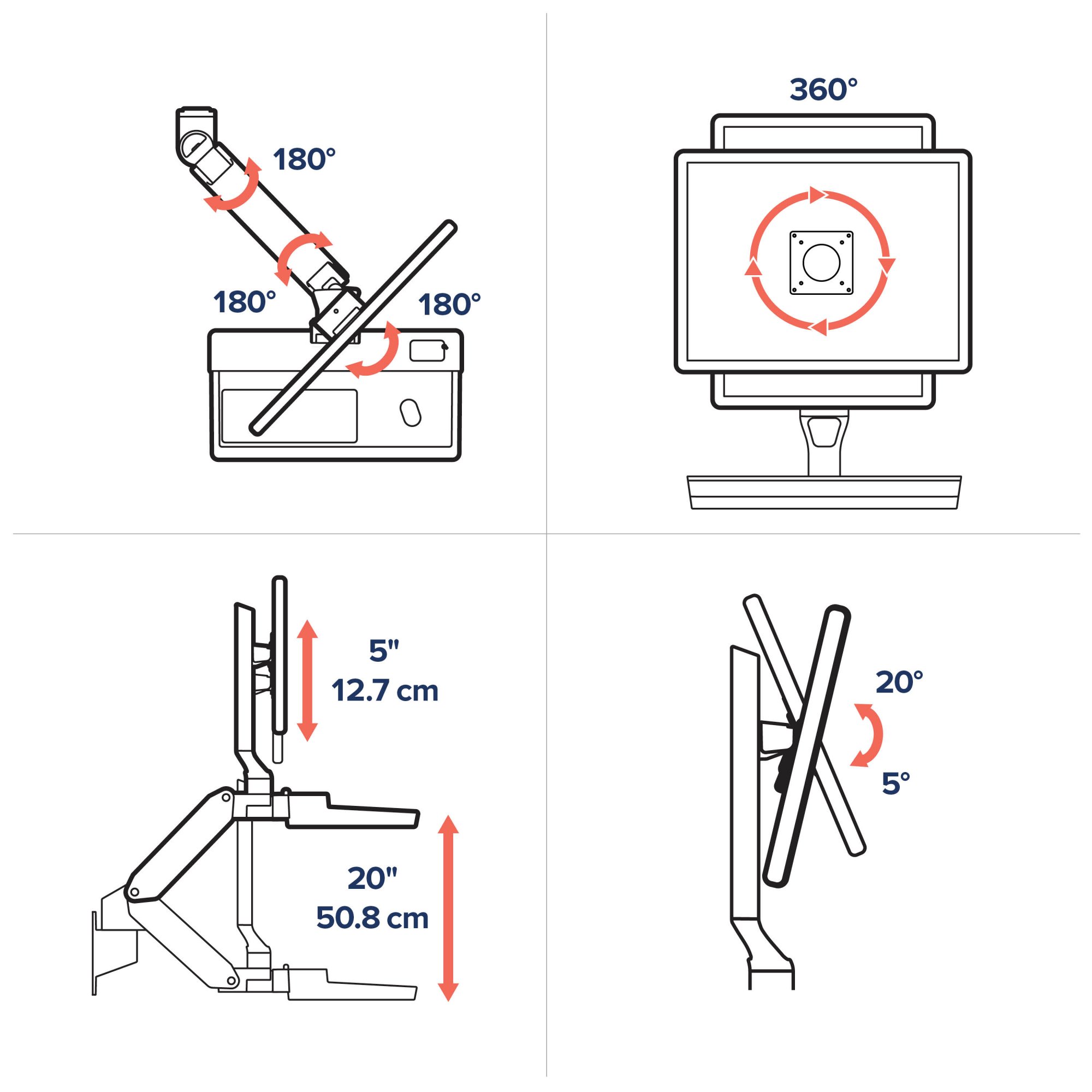 Ergotron 45-618-251 CareFit Combo Keyboard & Monitor Mount Workstation