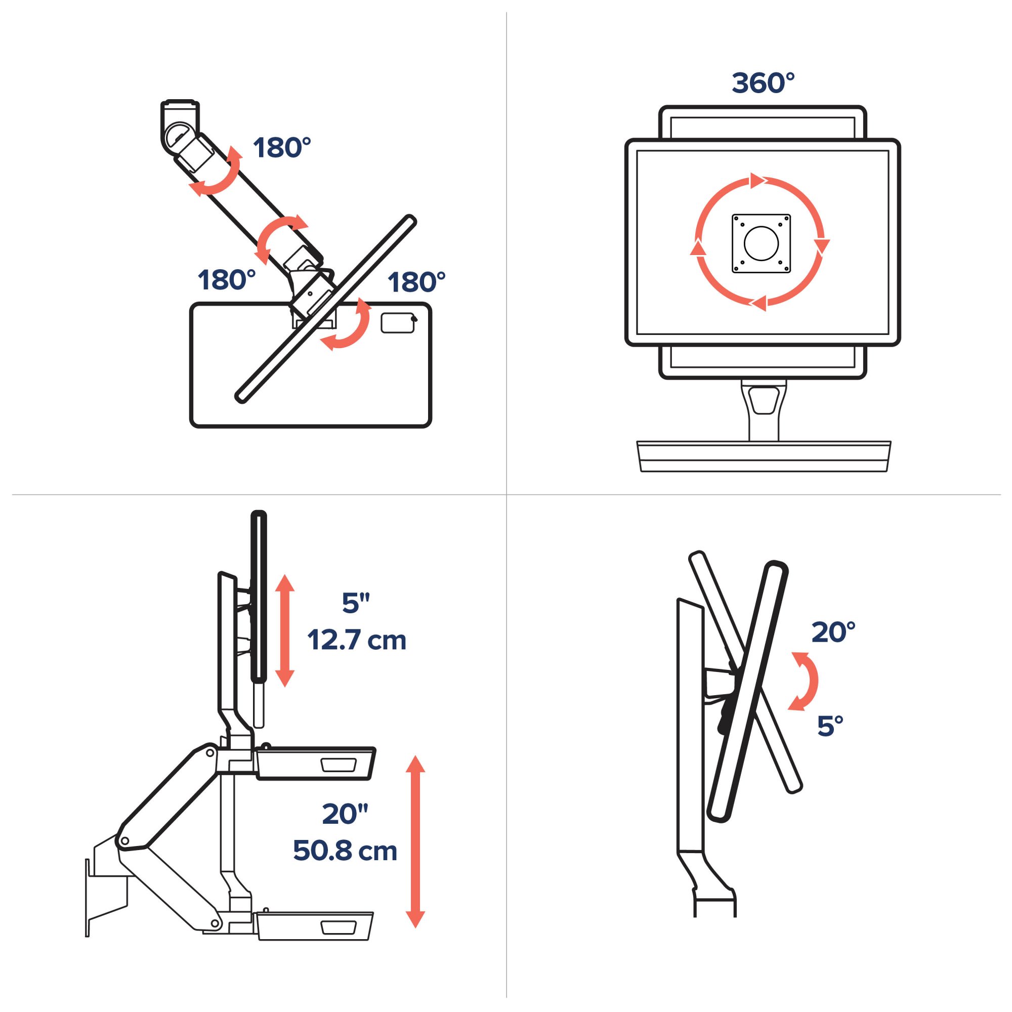 Ergotron 45-619-251 CareFit Combo System with Worksurface