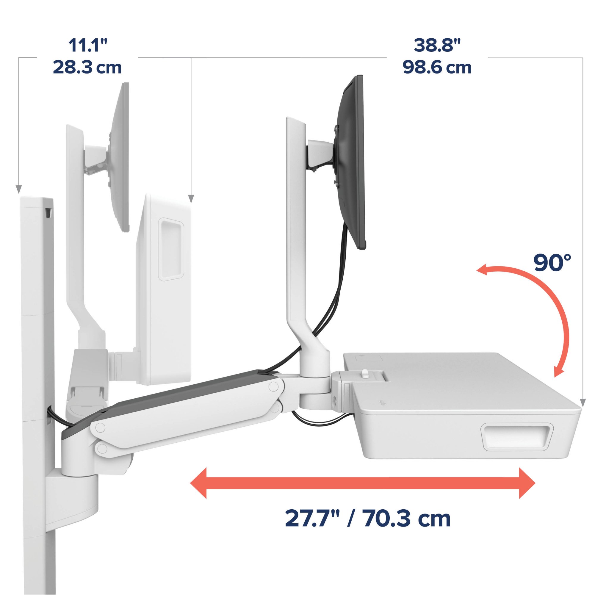 Ergotron 45-619-251 CareFit Combo System with Worksurface