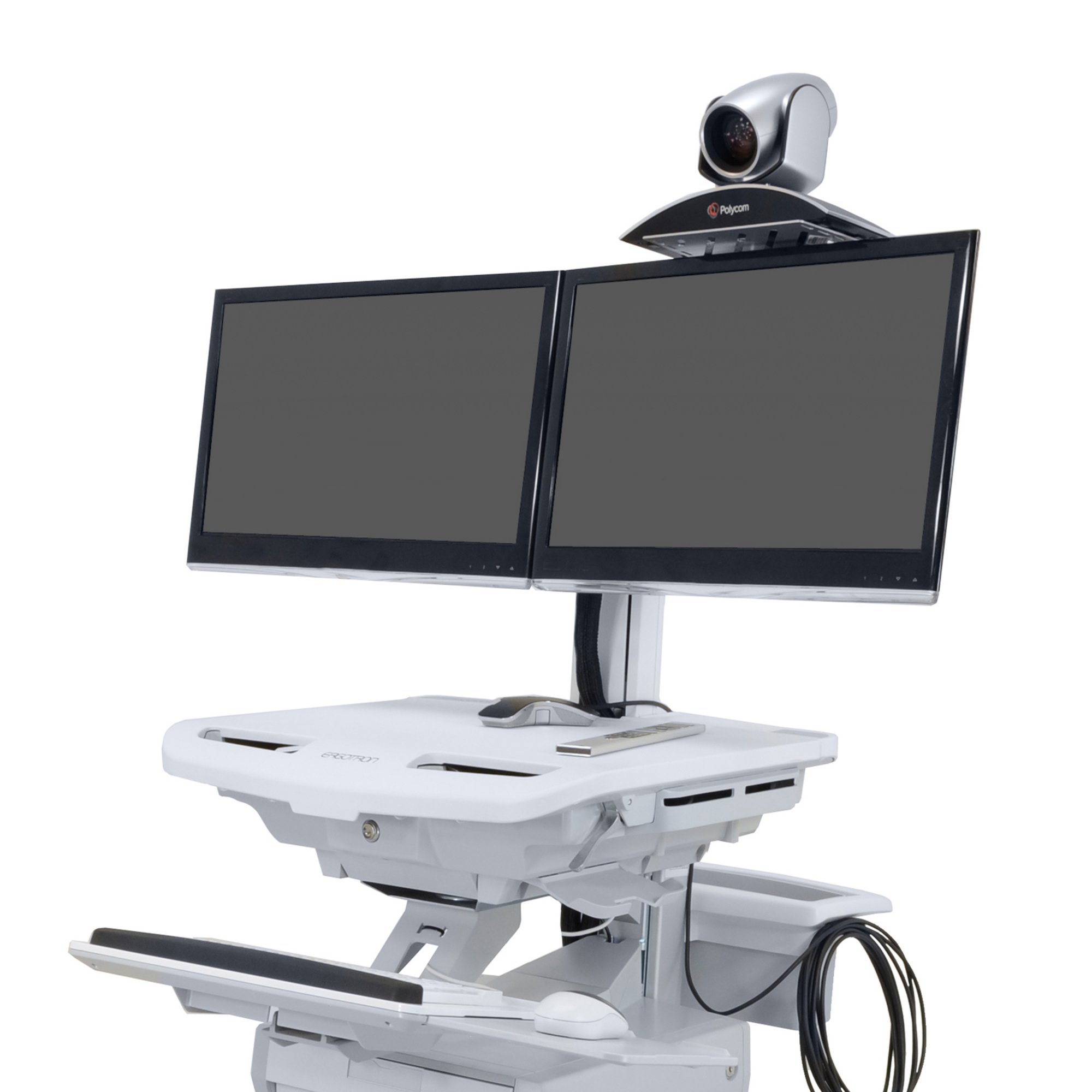Ergotron Telemedicine Cart with Side-by-Side Monitors and Onboard SLA Power