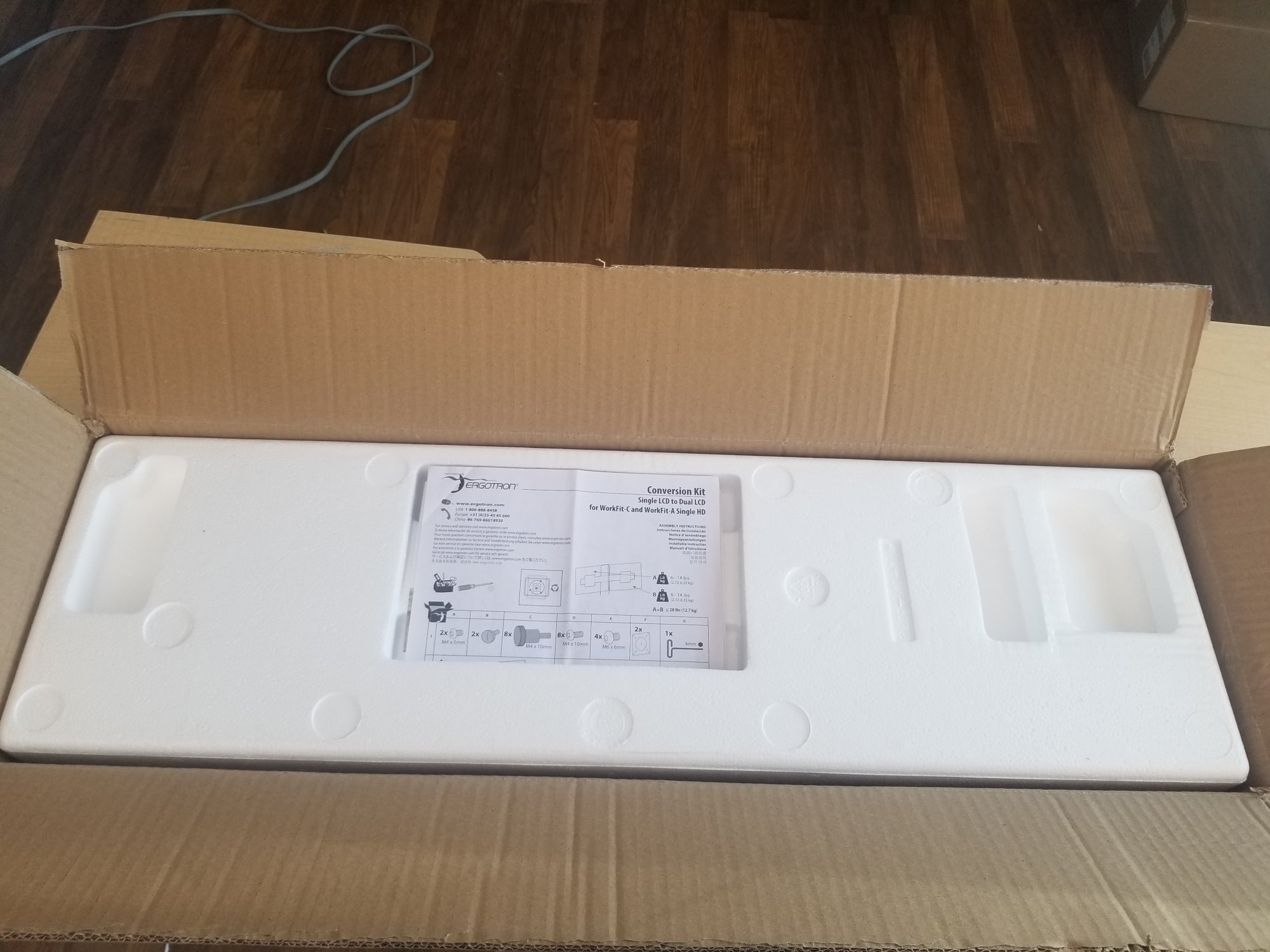 Open box: Ergotron 97-606 WorkFit Conversion Kit: Single HD to Dual