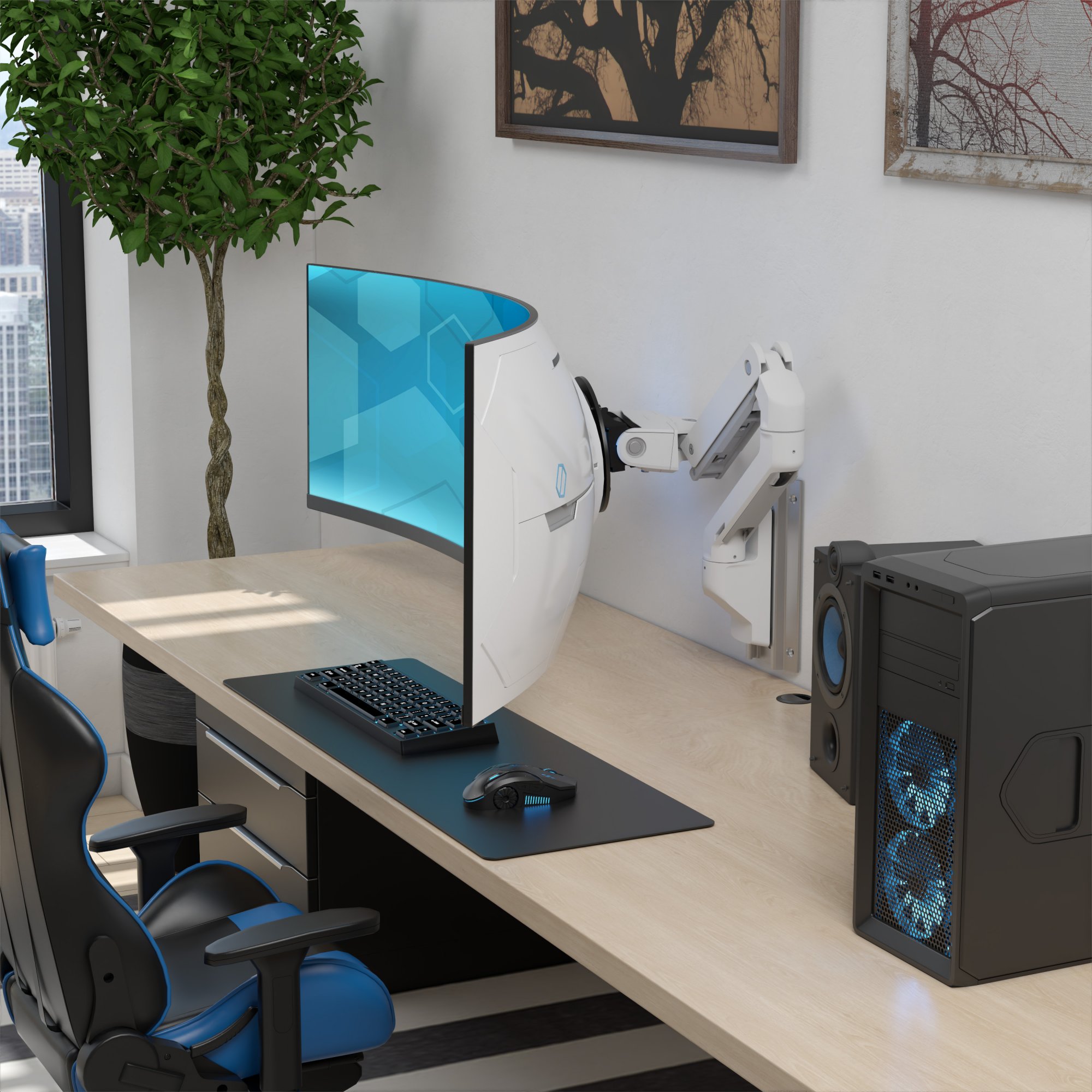 Ergotron LX Pro Premium - Braccio Doppio Per Monitor Da Tavolo, Bianco, Per 2 Schermi Fino A 27", 4-10 Kg Cad., VESA