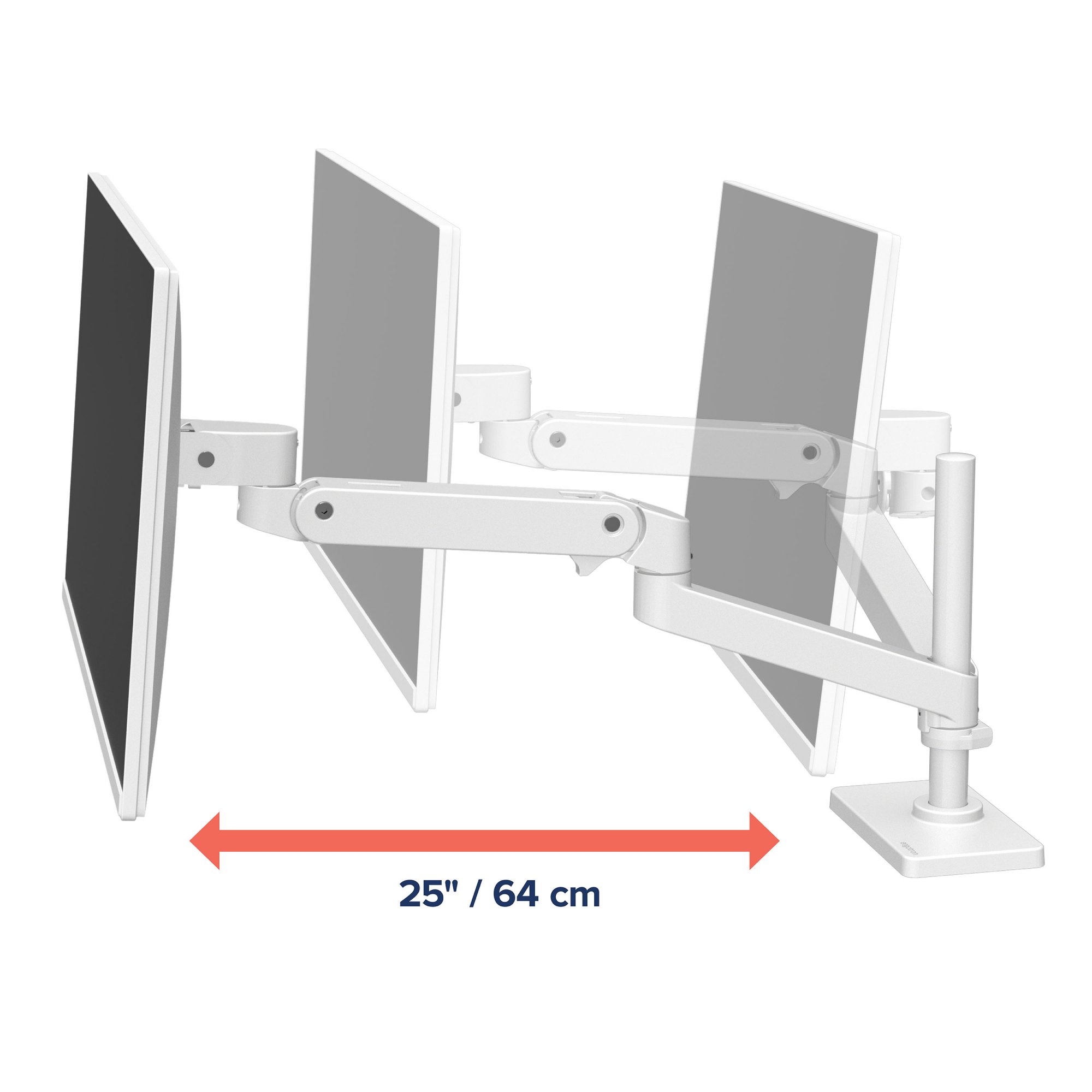 Ergotron 45-695-290 LX Pro Desk Mount Articulating Monitor Arm, Tall Pole (white)