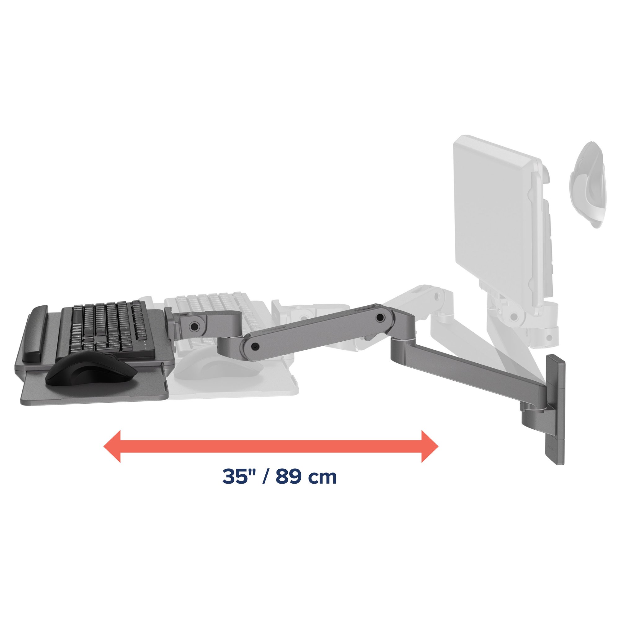 Ergotron 45-685-293 LX Pro Adjustable Wall Mount Keyboard Arm (grey)