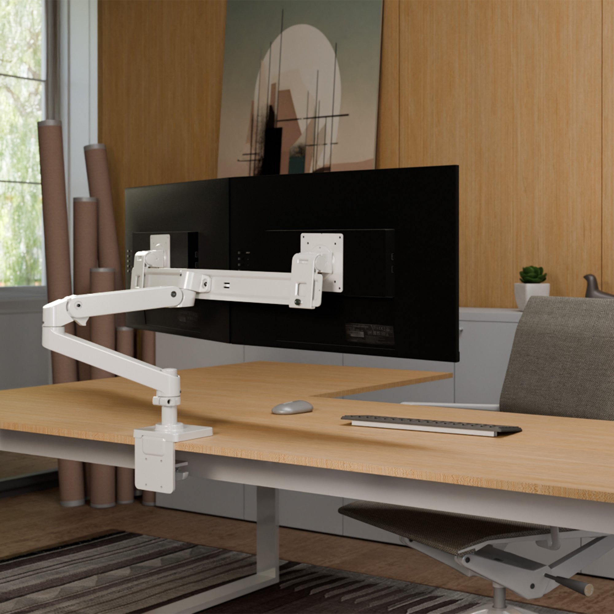 Ergotron 45-684-290 LX Pro Desk Mount Dual Monitor Direct Arm (white)