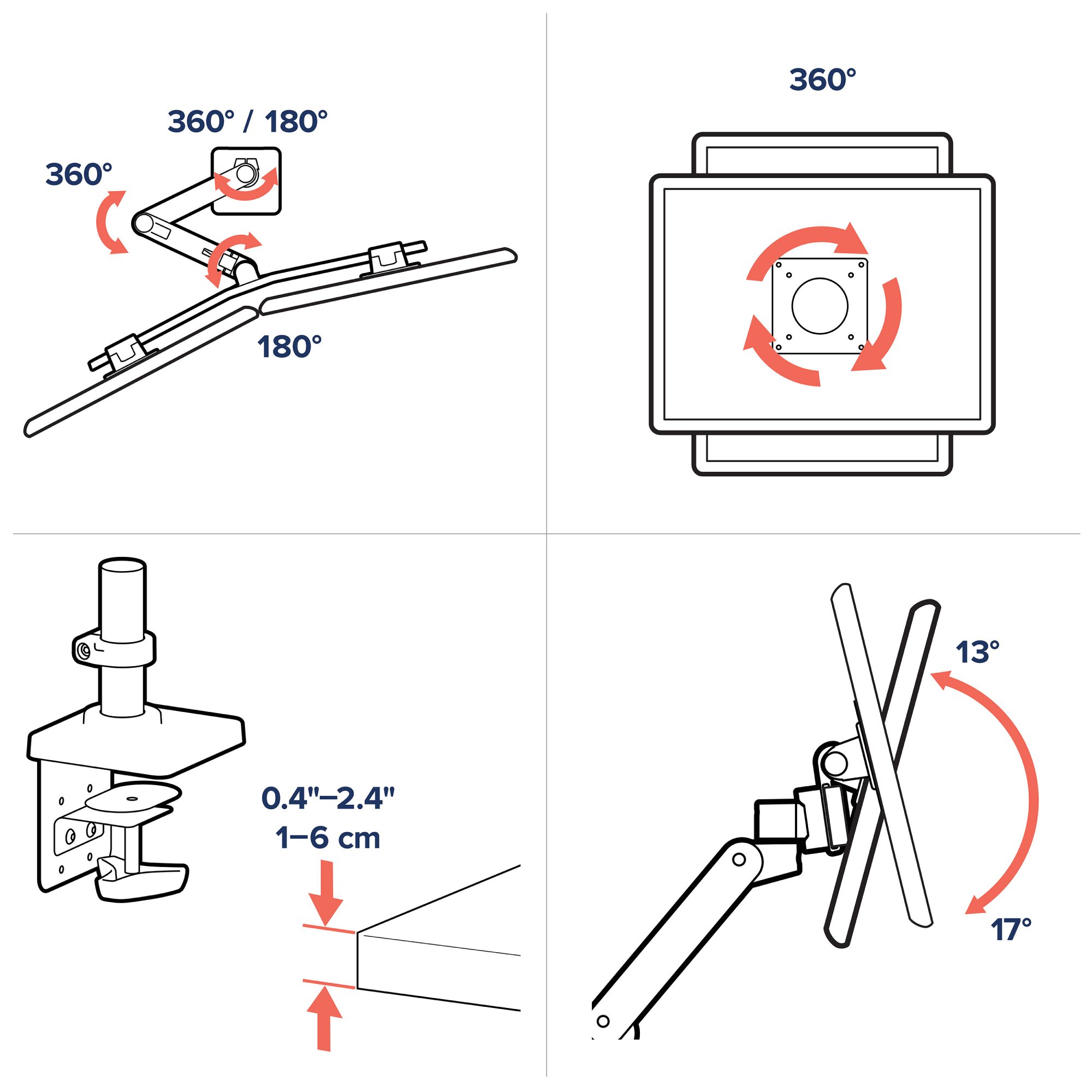 Ergotron 45-684-290 LX Pro Desk Mount Dual Monitor Direct Arm (white)