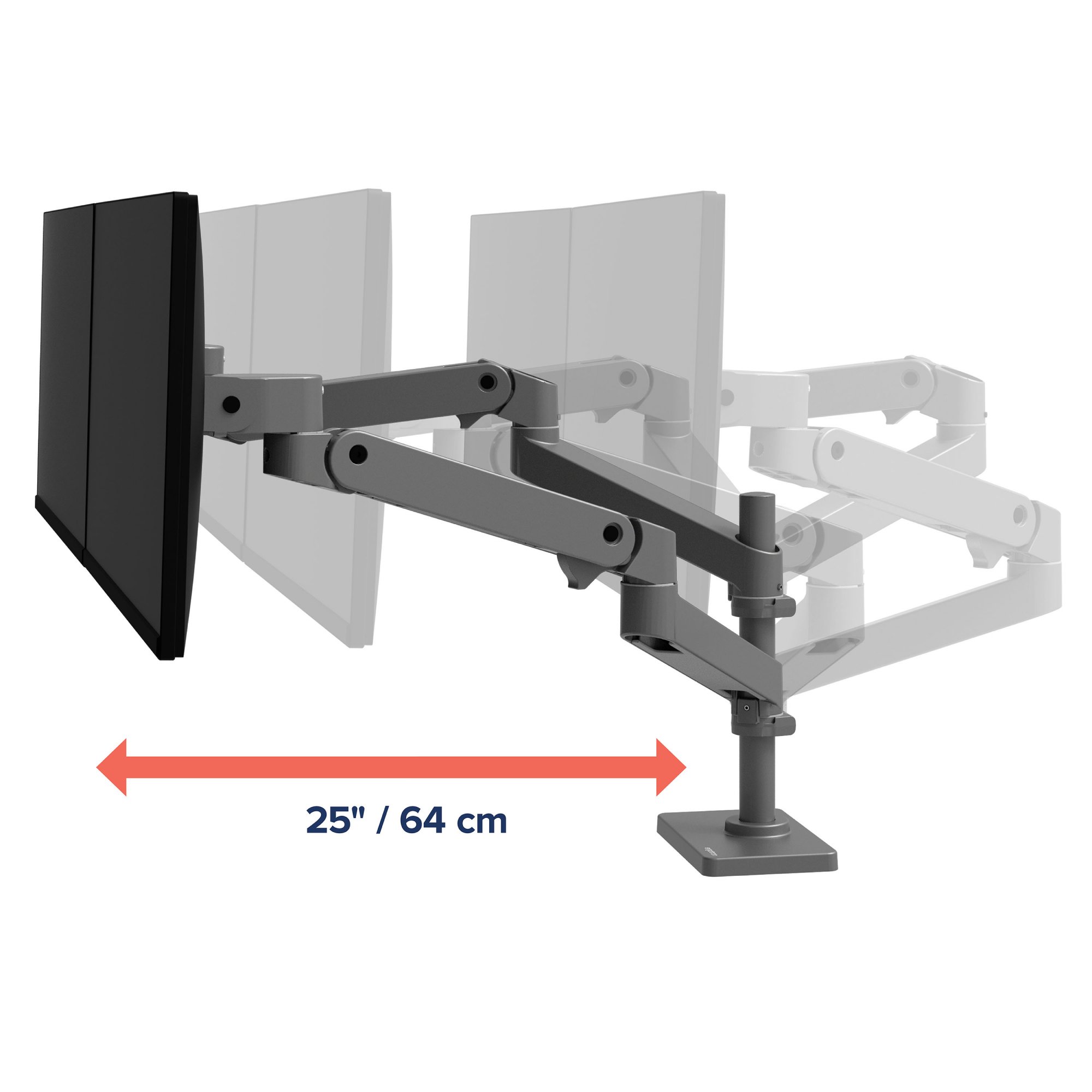 Ergotron 45-690-293 LX Pro Dual Monitor Desk Mount Stacking Arm (grey)