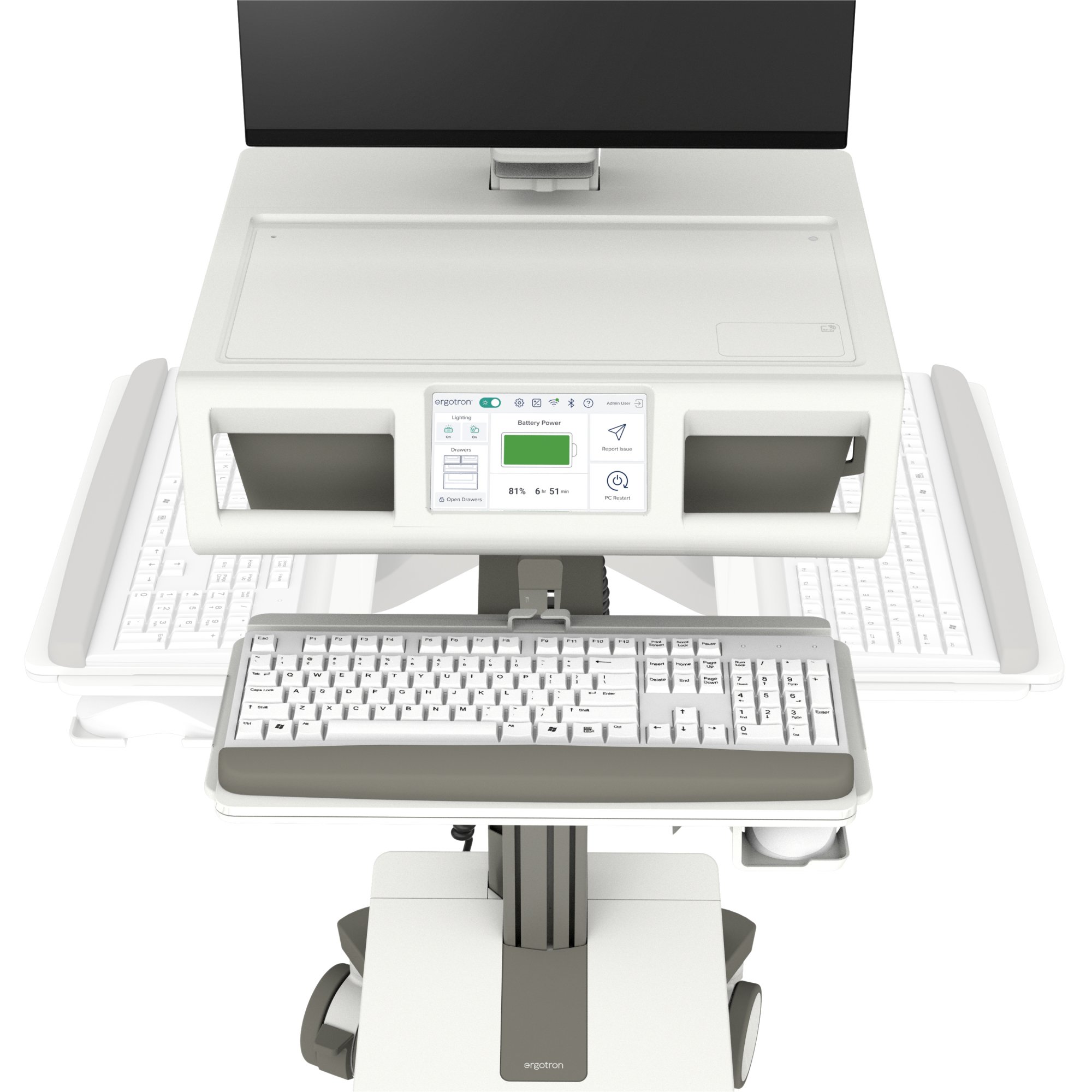 Ergotron M111-1101-100000-1-1 Mosaic LCD Cart, AC Power, No Drawer