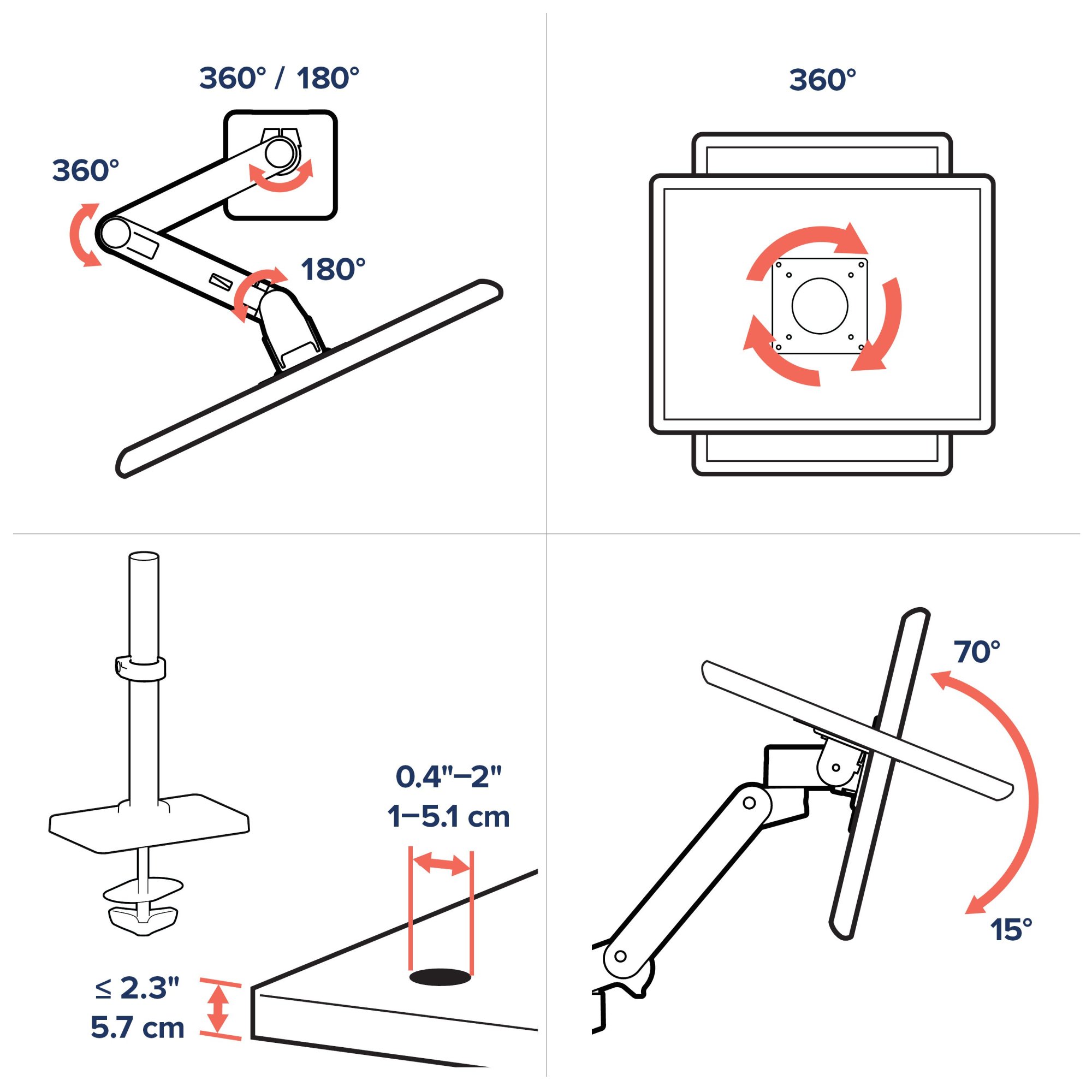 Ergotron 45-709-290 LX Pro Grommet Mount Arm, Tall Pole (white)