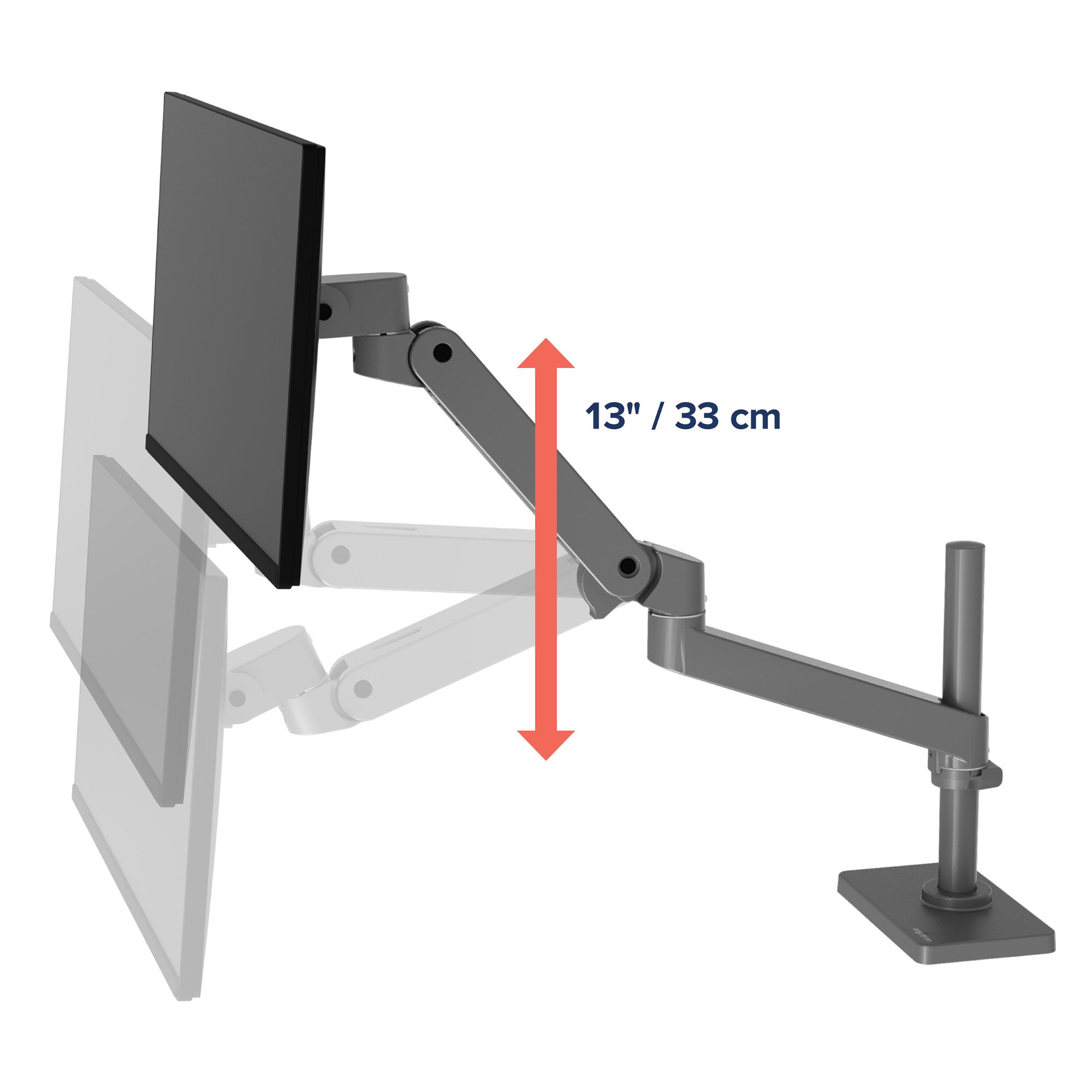 Ergotron 45-709-293 LX Pro Desk Monitor Grommet Mount Arm, Tall Pole (grey)