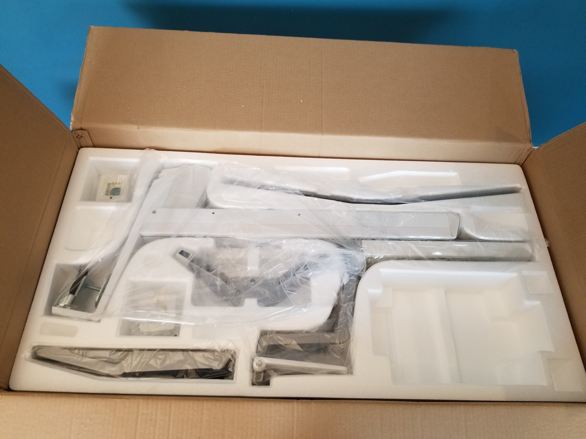 Open Box Ergotron 33-349-211 WorkFit-S, Dual Monitor with Worksurface