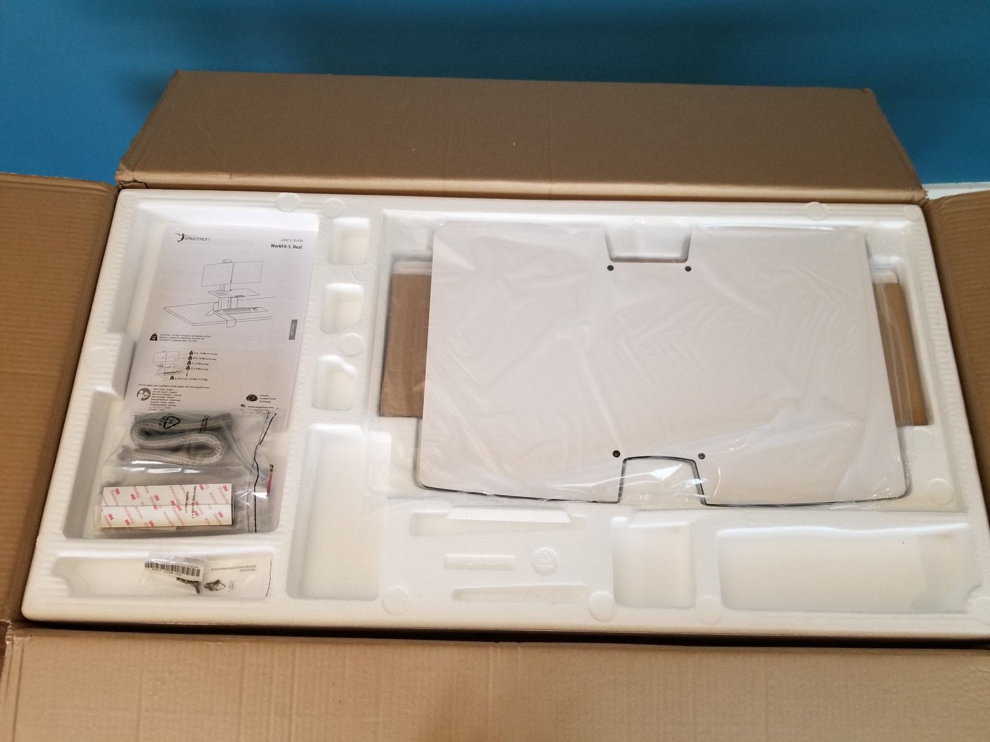 Open Box Ergotron 33-349-211 WorkFit-S, Dual Monitor with Worksurface