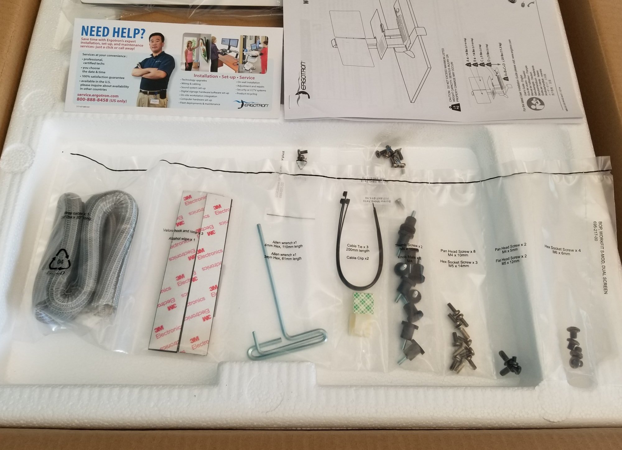 Open Box Ergotron 33-349-211 WorkFit-S, Dual Monitor with Worksurface
