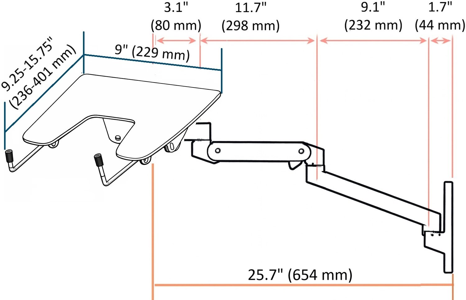 ErgoDirect EDL-2513W Wall Mount Laptop Arm