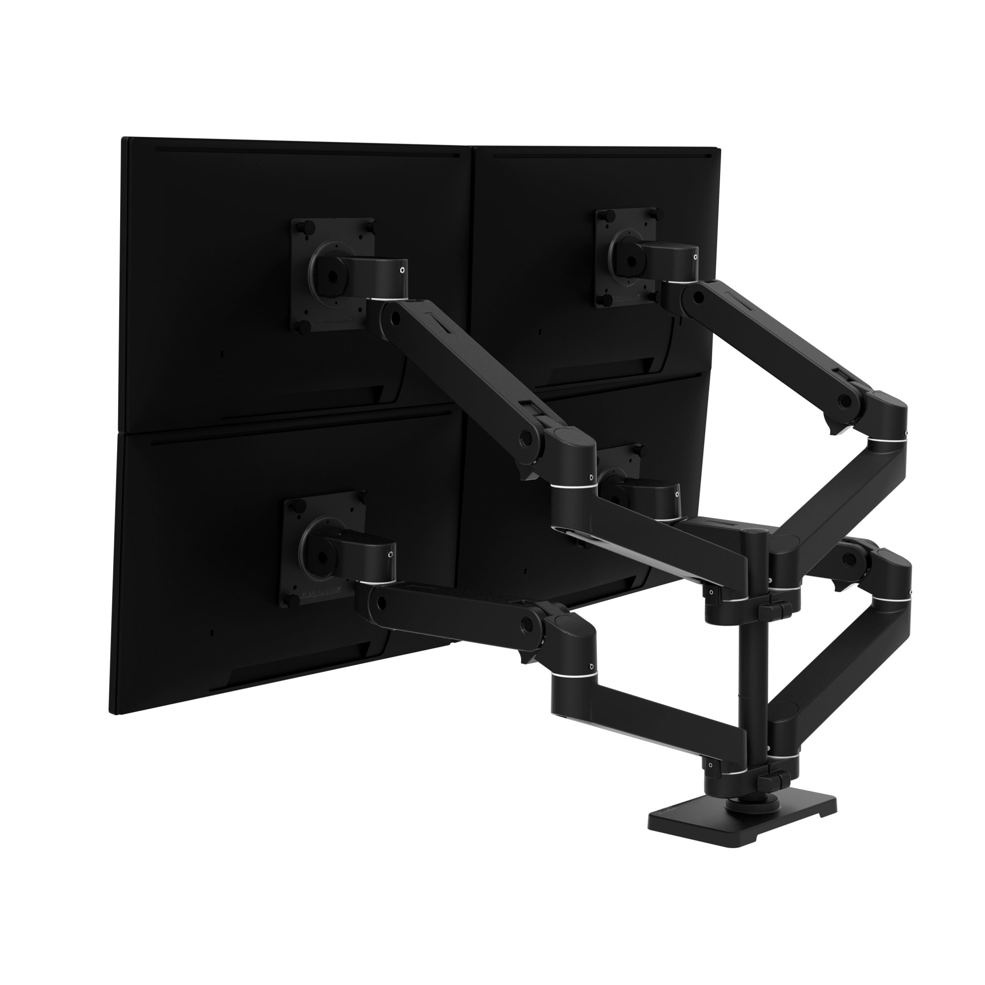 Ergotron LX Pro Desk Mount Quad Monitor Arm Bundle (black)