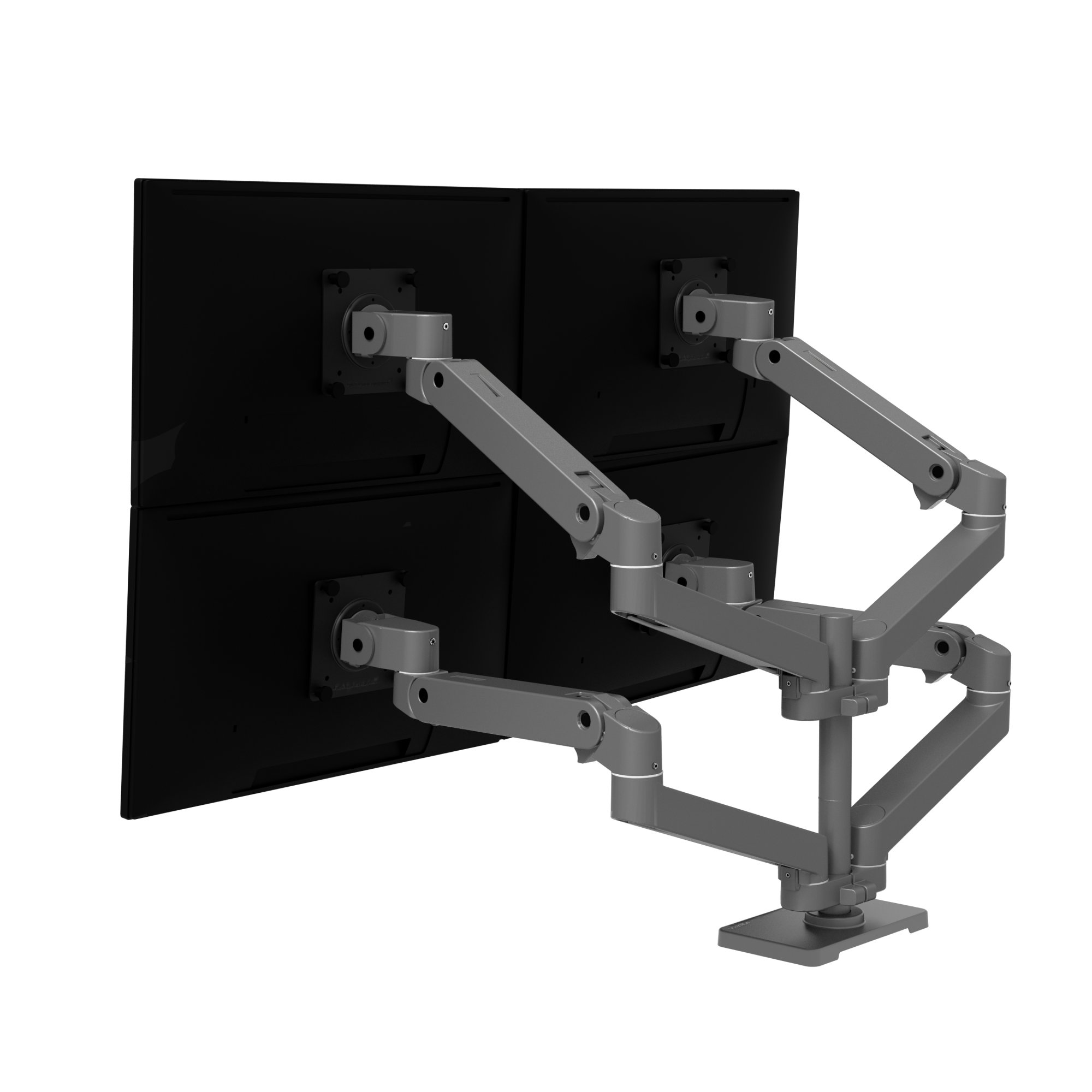 Ergotron LX Pro Desk Mount Quad Monitor Arm Bundle (grey)