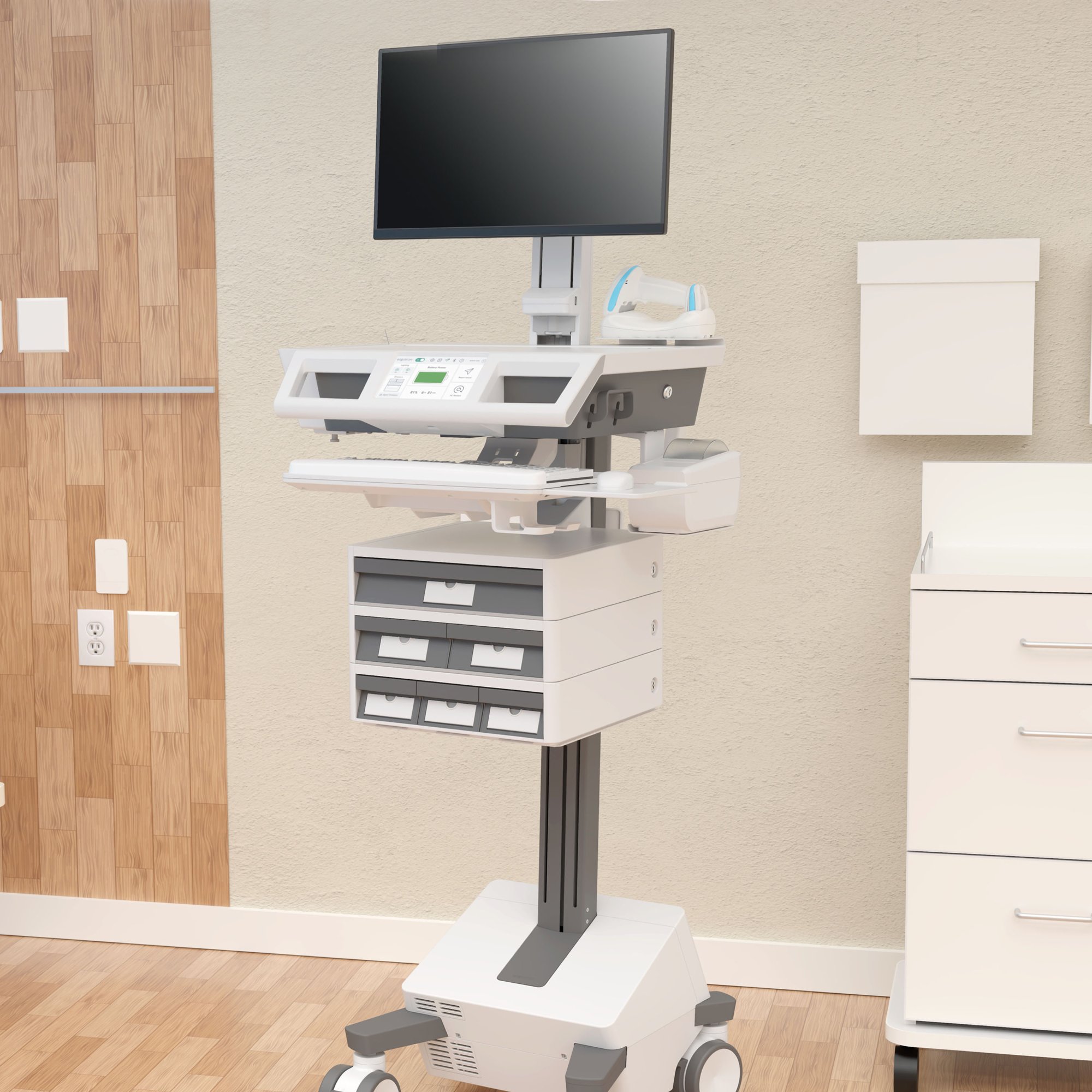 Ergotron M241-1101-100000-1-1 Mosaic LCD Cart with HD Riser, DC Power