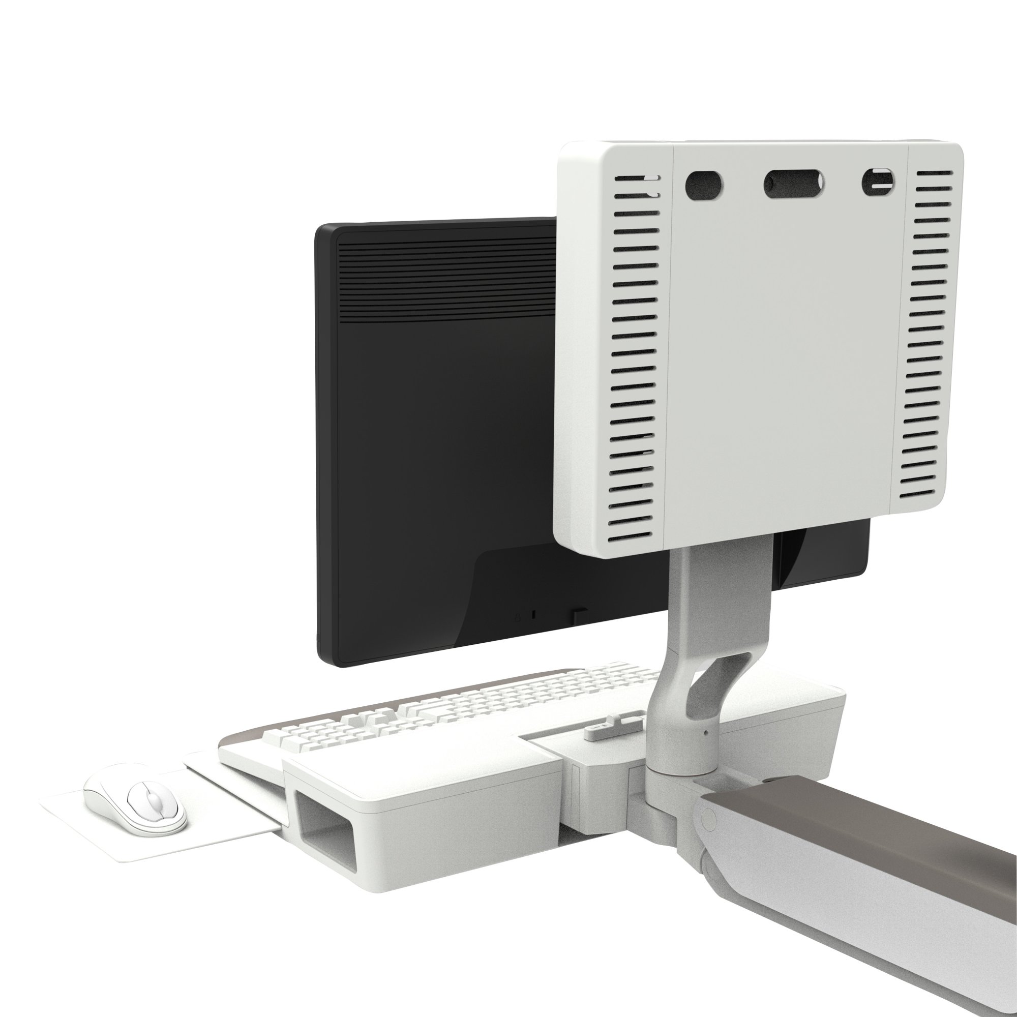 Ergotron 85-049-030 CareFit Combo CPU & Power Brick Holder, Riser Mount