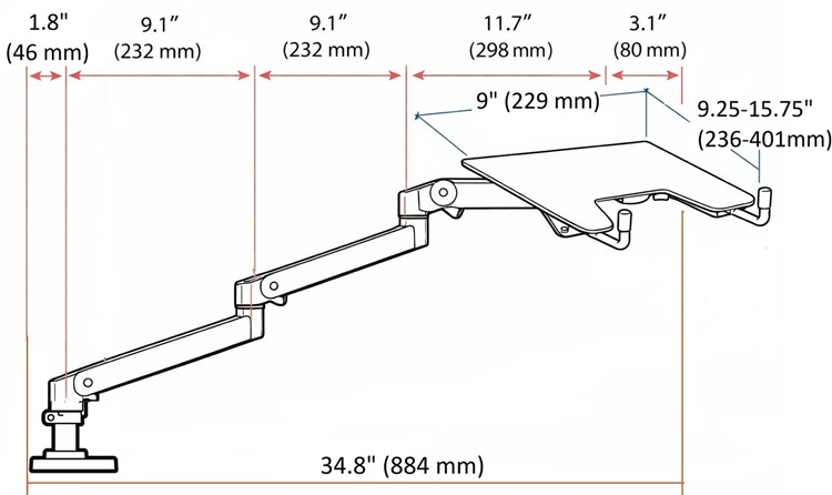 ErgoDirect EDM-3413-D Extra Long Desk Mount Monitor Arm